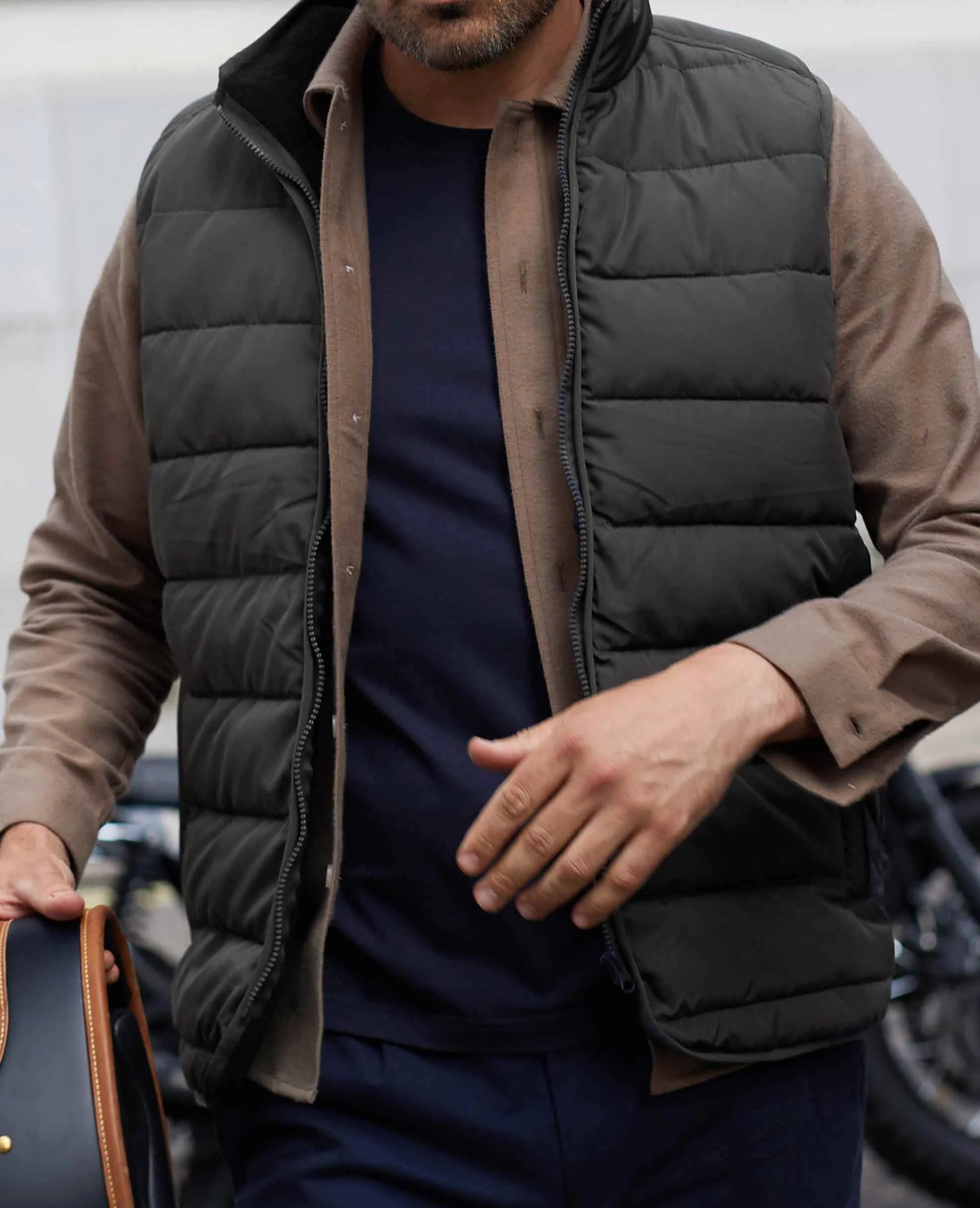 100% Recycled Dark Grey Quilted Gilet - Image 4