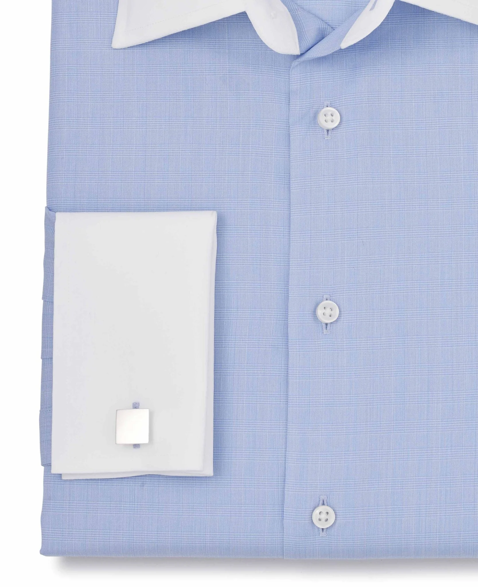 Bernard Blue Prince Of Wales Made To Measure Shirt - Image 3