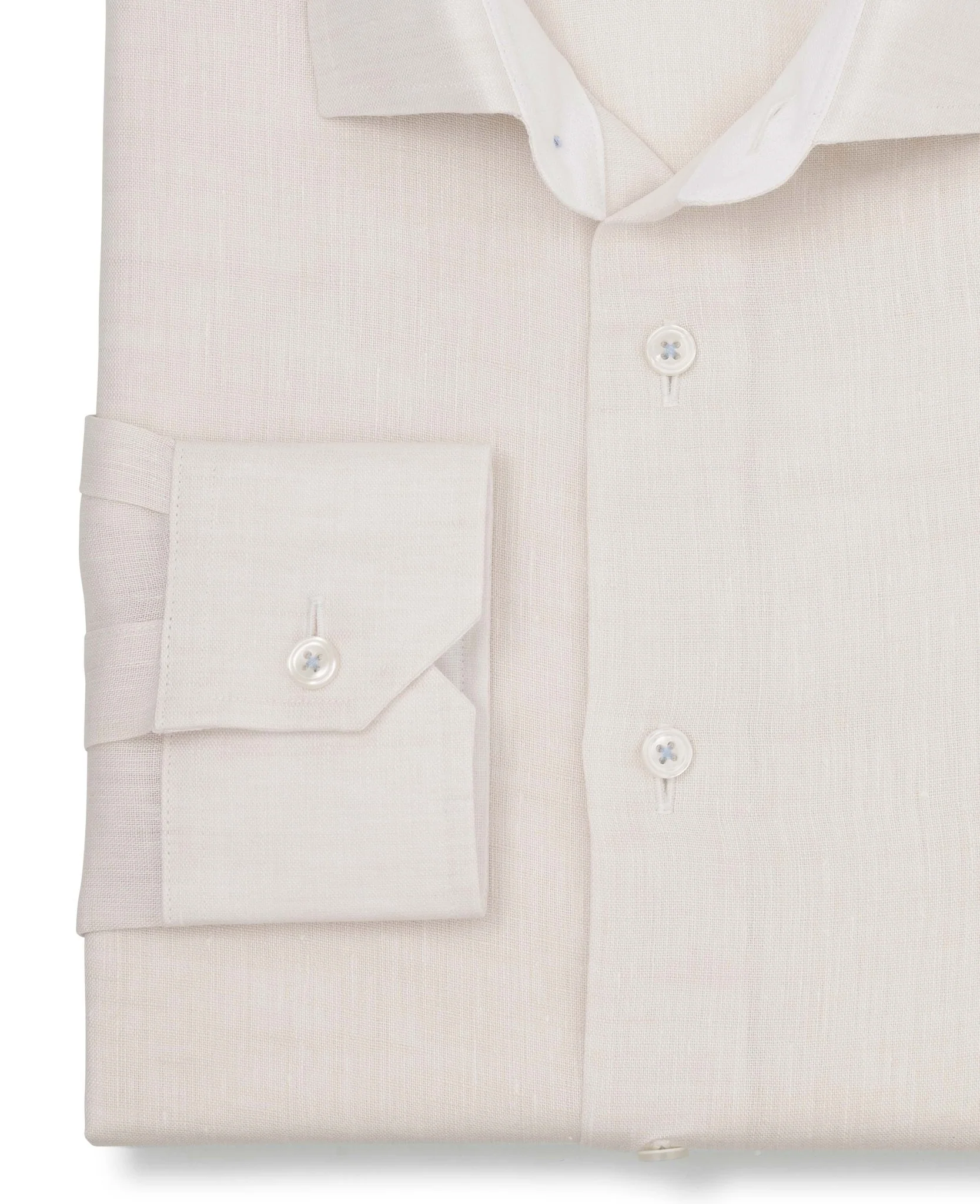 Bertram Cream Linen Made-To-Measure Shirt - Image 3