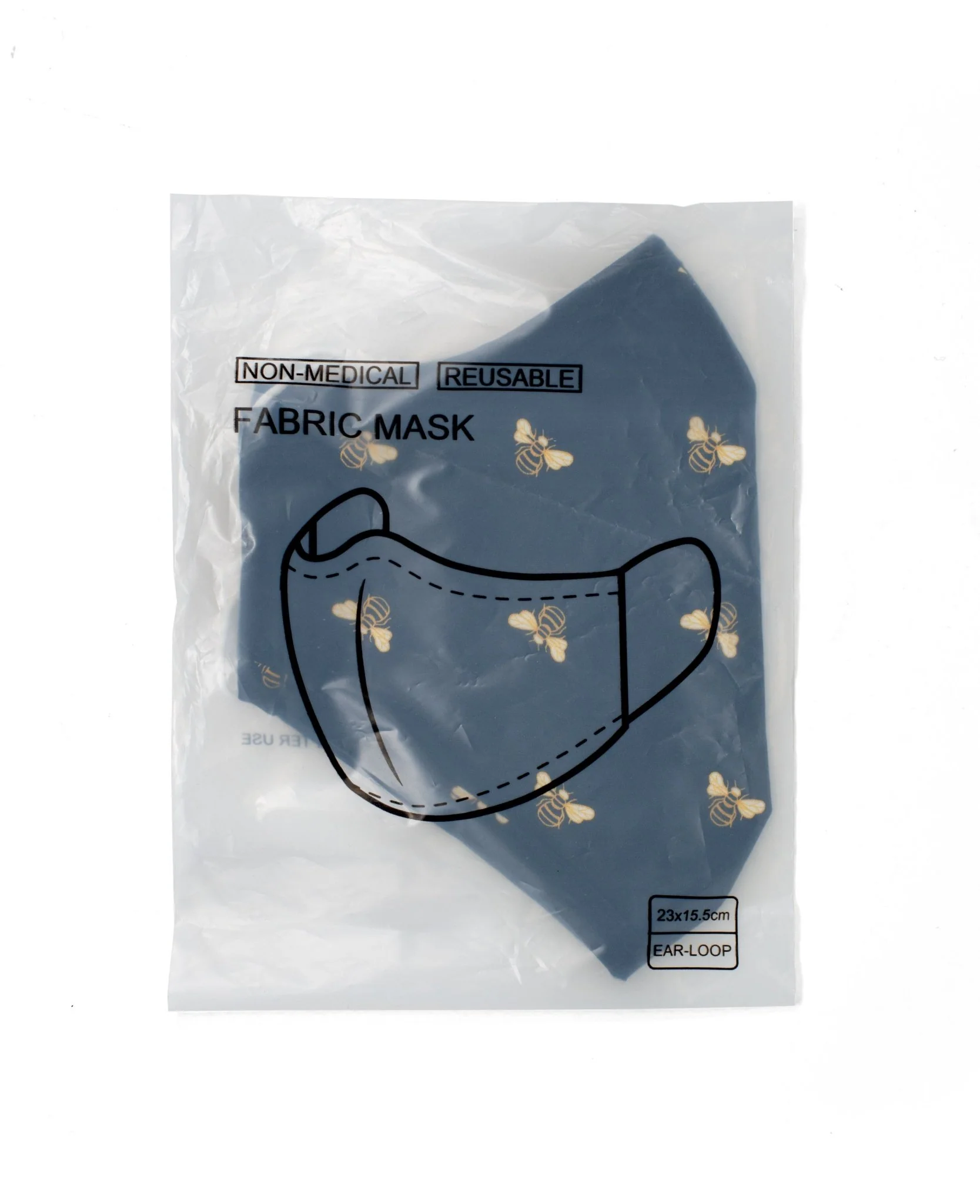 Black Bee Print Cotton Reusable Face Mask [RTC] - Image 3