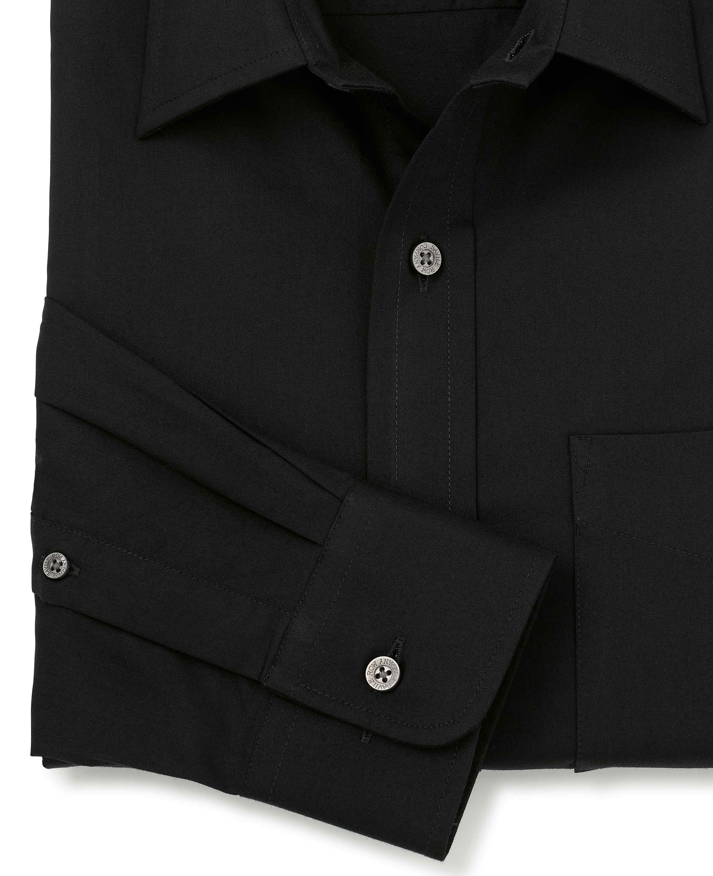 Black Fine Twill Classic Fit Formal Shirt - Single Cuff - Image 5