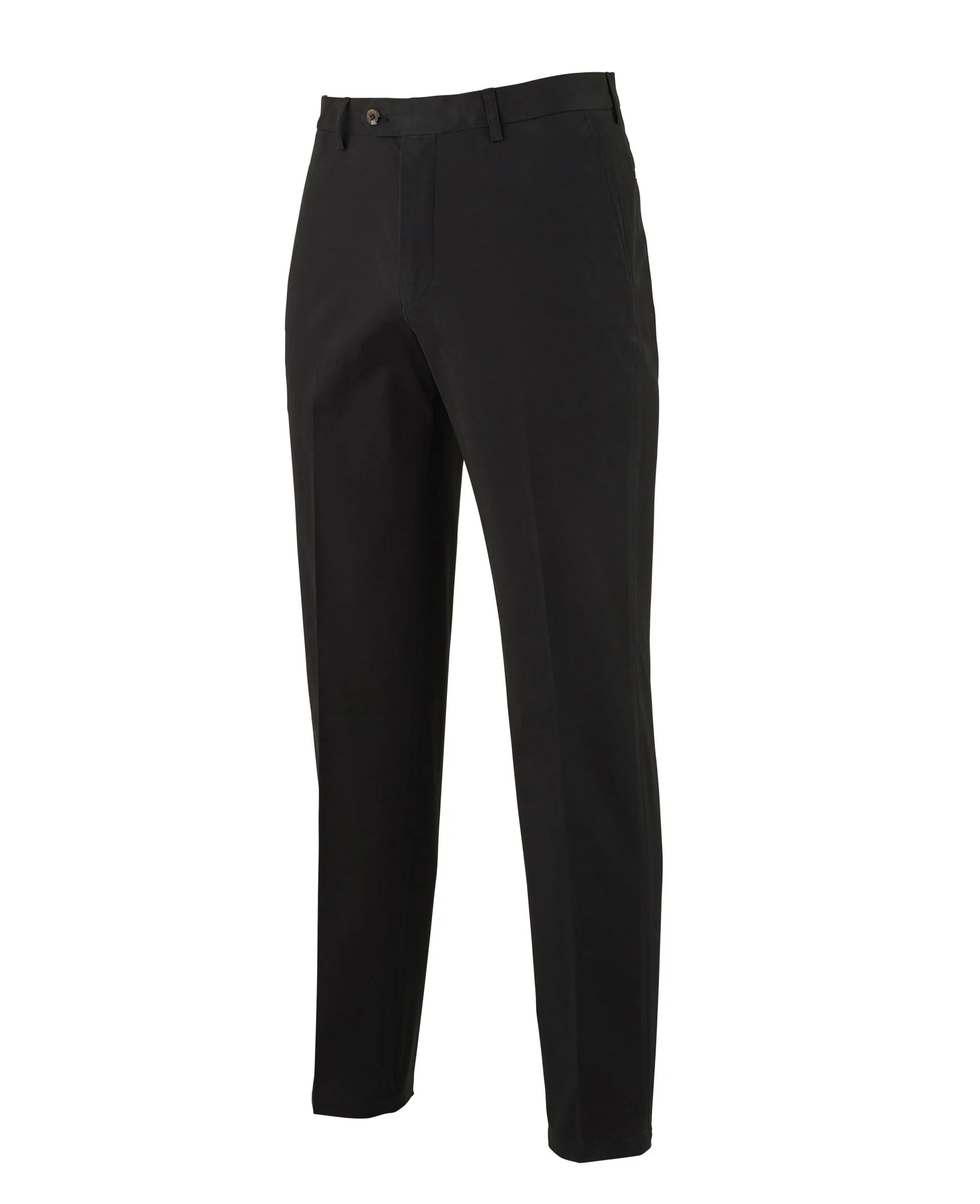 Black Stretch Cotton Classic Fit Flat Front Chinos - Image 3
