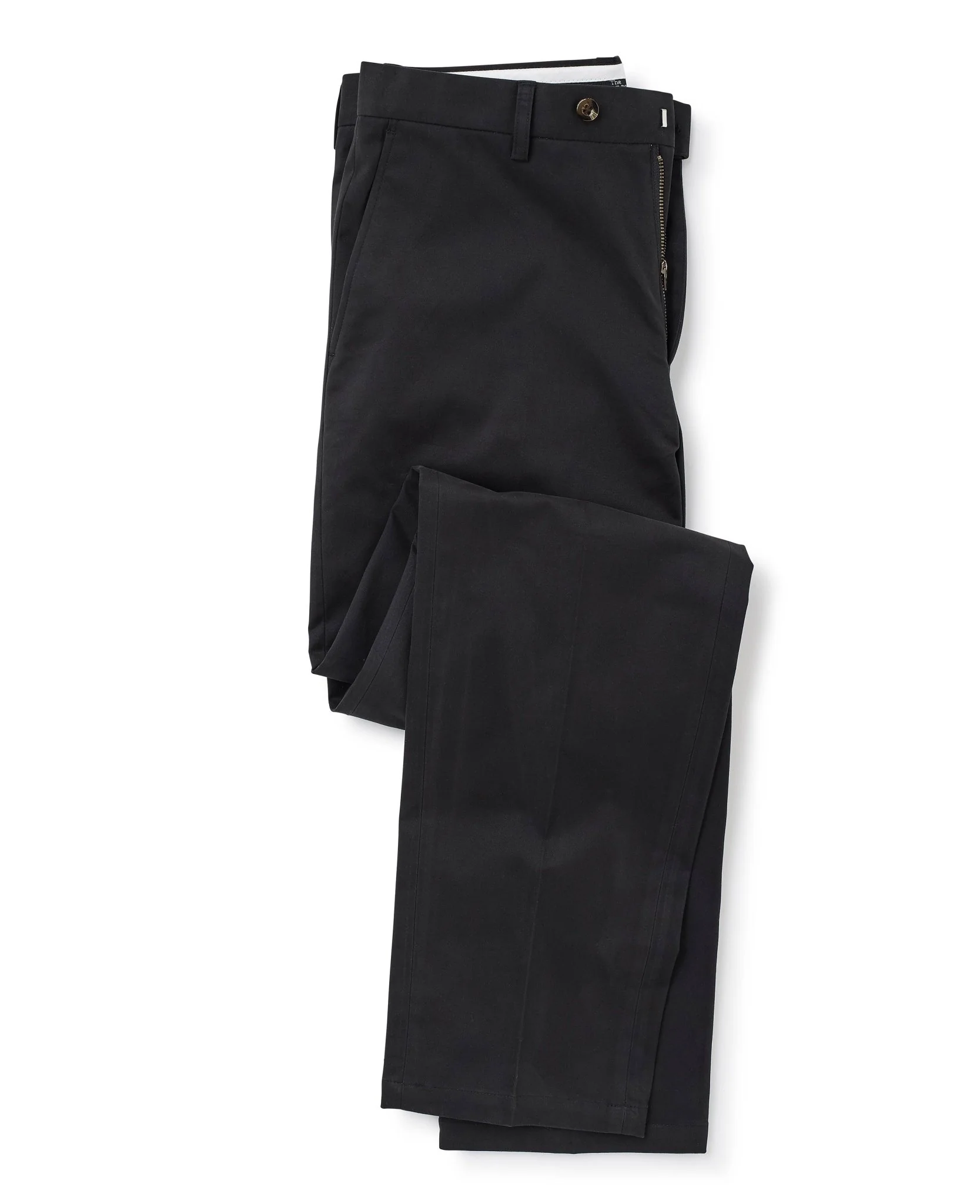 Black Stretch Cotton Classic Fit Flat Front Chinos - Image 5