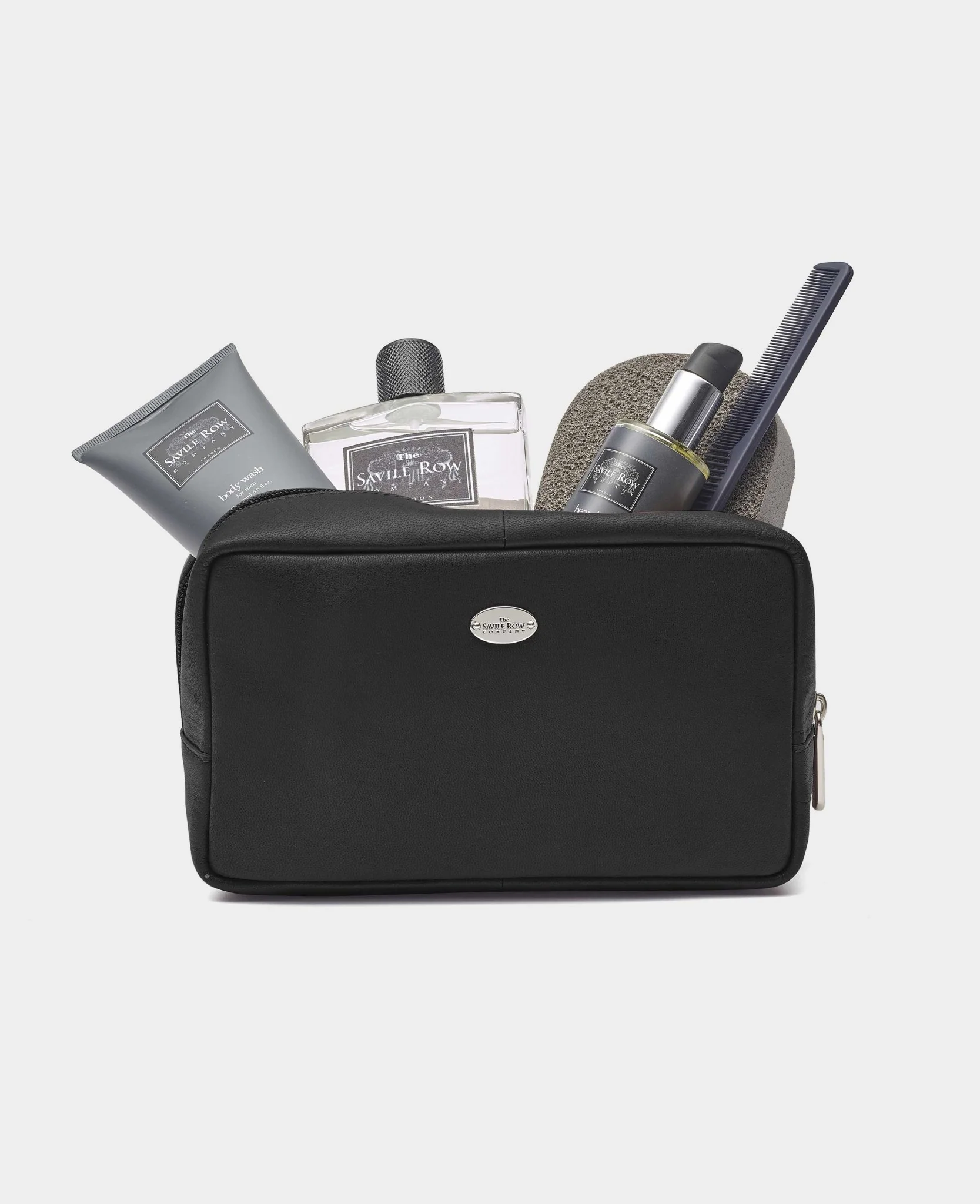 Black Leather Savile Row Wash Bag - Image 2