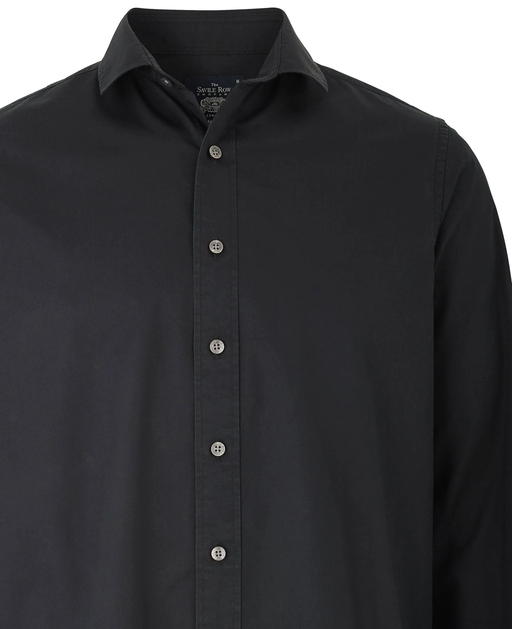 Black Twill Slim Fit Shirt in Shorter Length [RTC] - Image 4