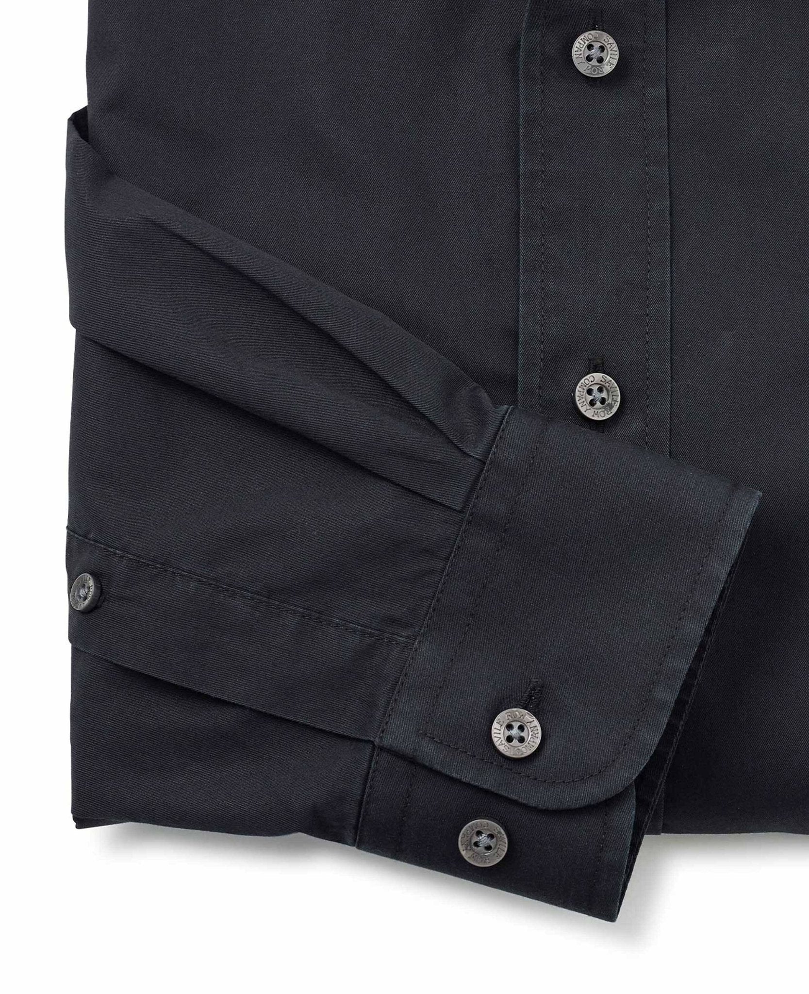 Black Twill Slim Fit Shirt in Shorter Length [RTC] - Image 5