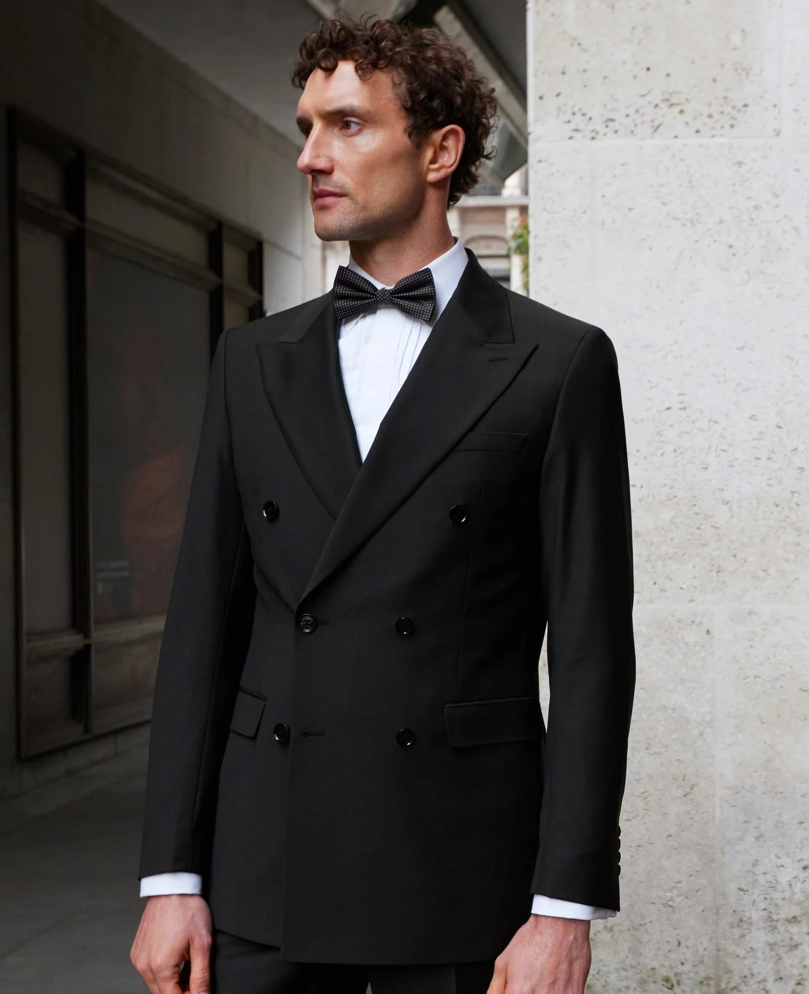 Black Wool Blend Tailored Double Breasted Suit - Image 3
