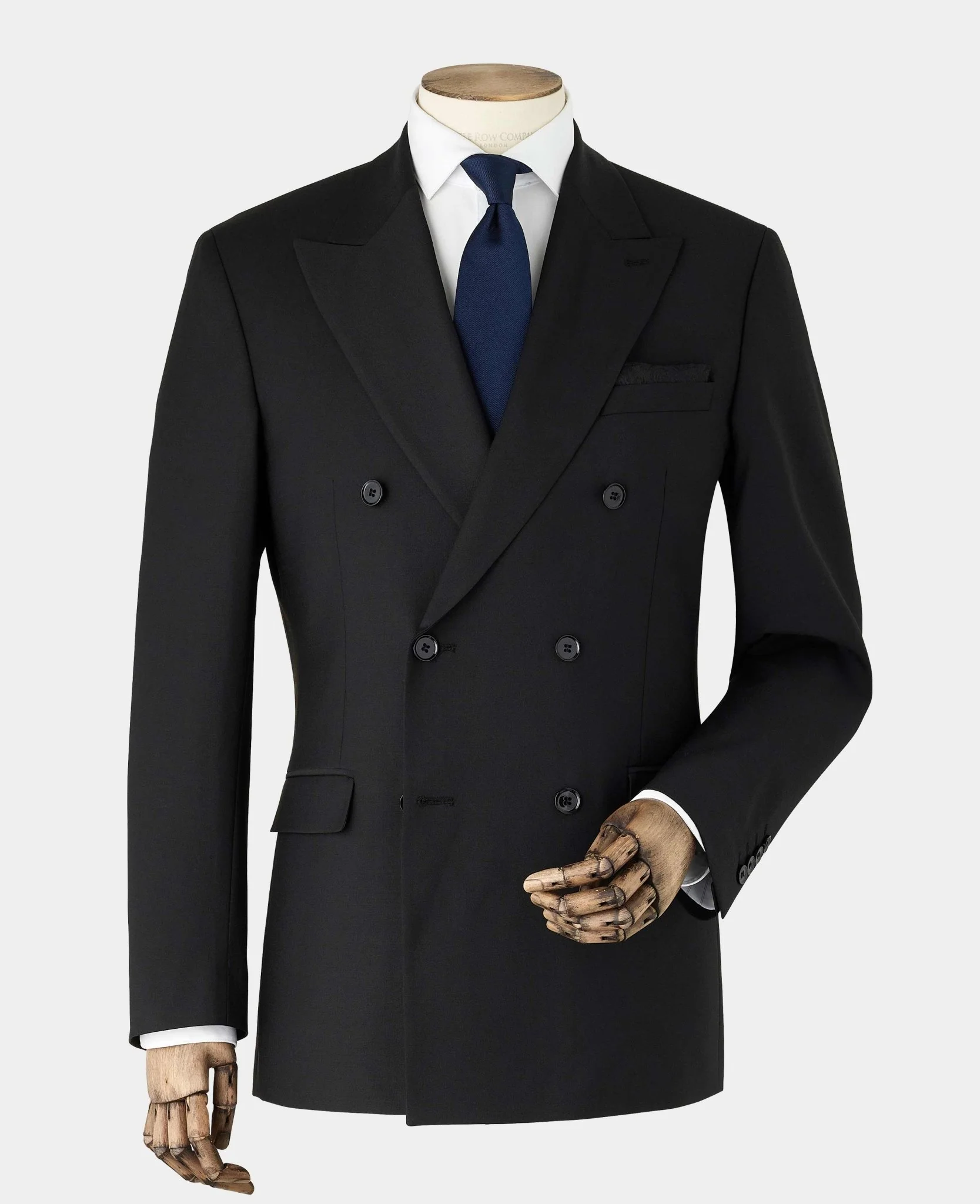 Black Wool Blend Tailored Double Breasted Suit - Image 4