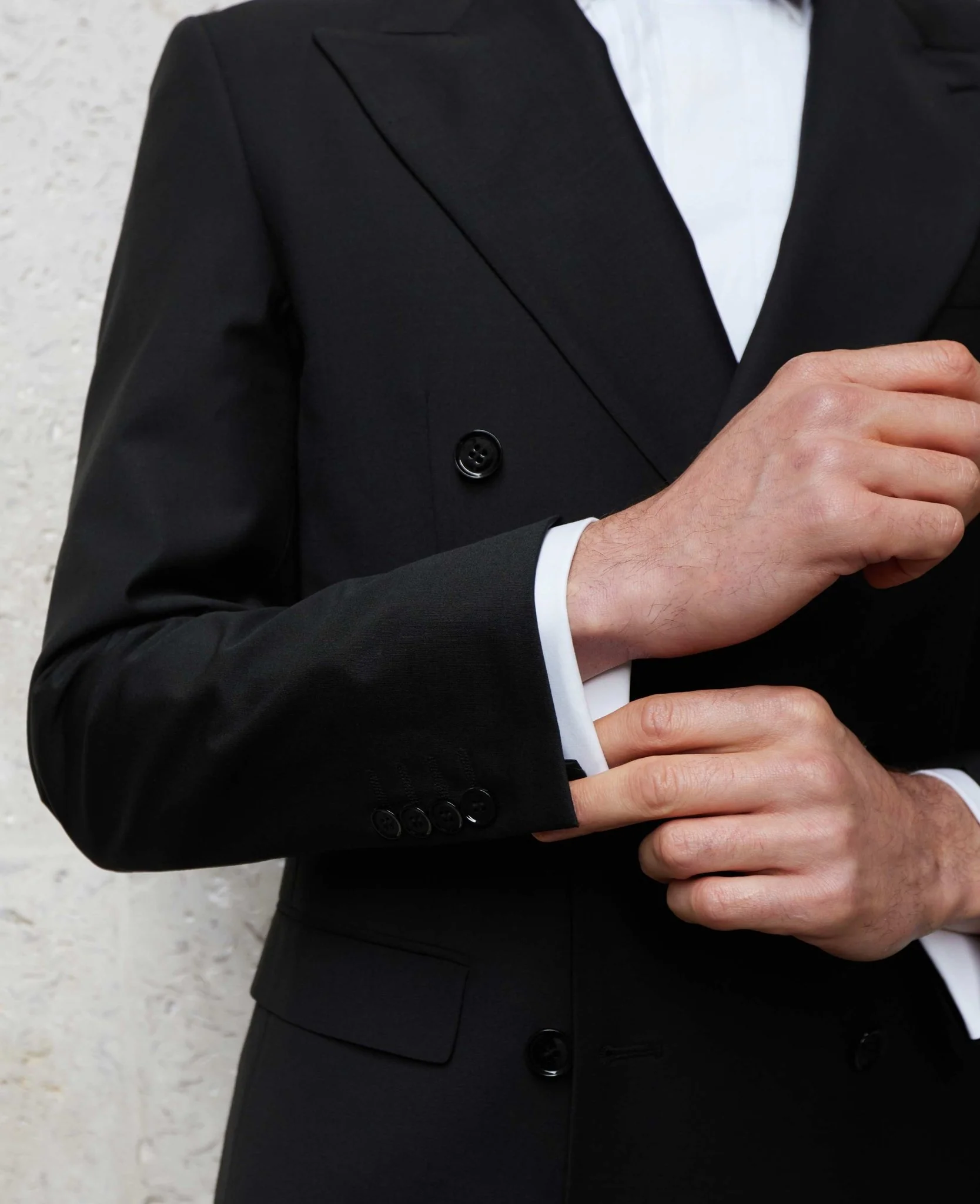 Black Wool Blend Tailored Double Breasted Suit - Image 9