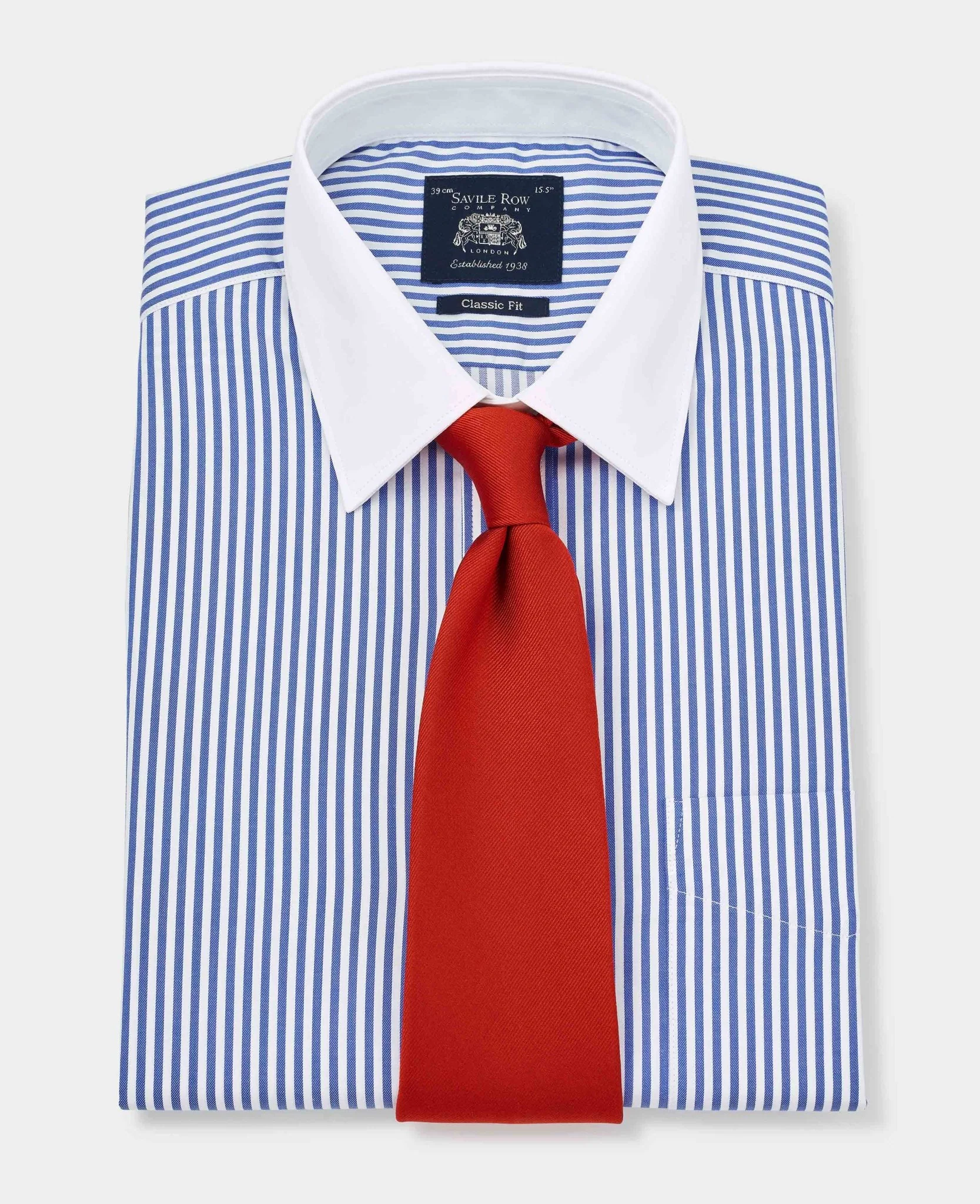 Blue Bengal Stripe Windsor Collar Classic Fit Formal Shirt - Double Cuff - Image 4