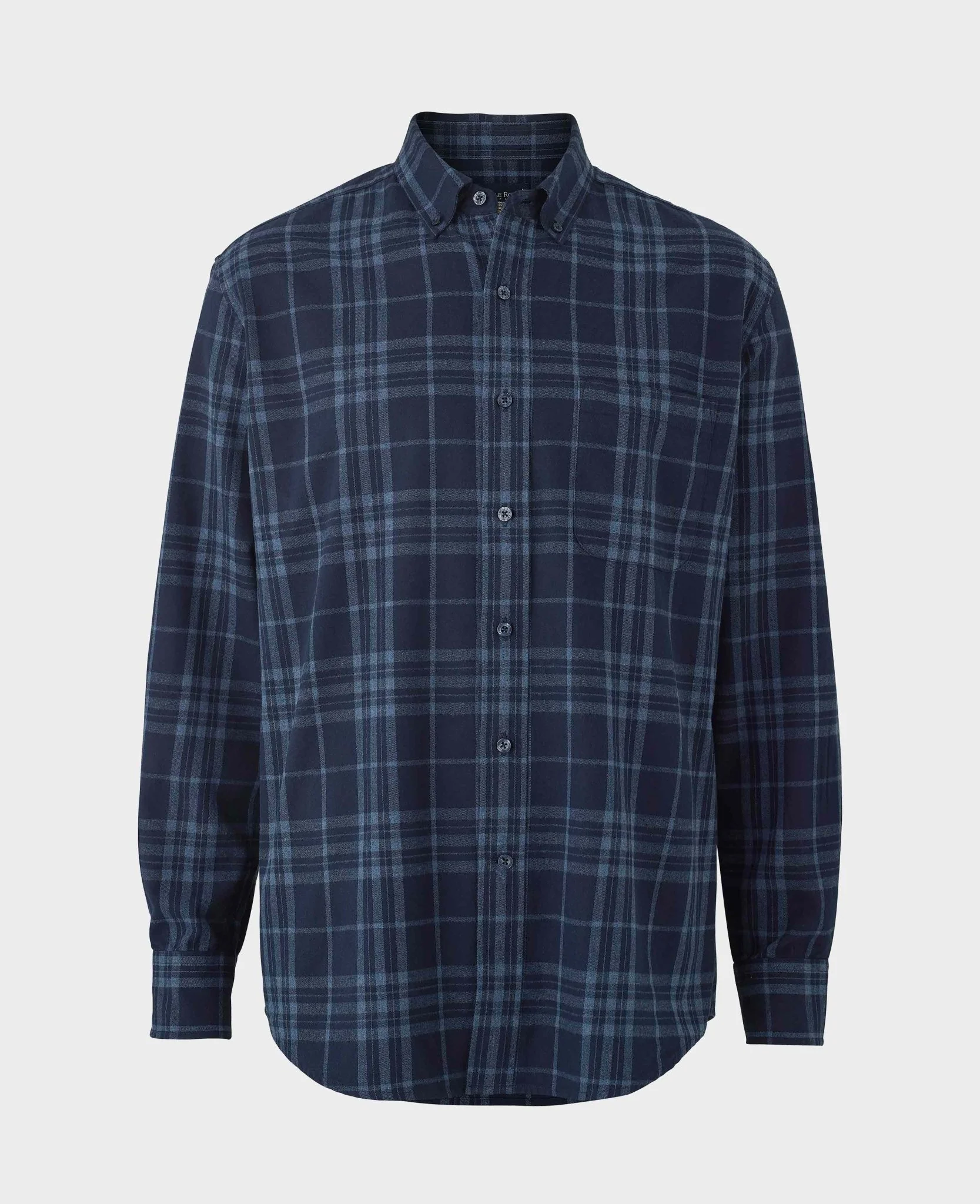Blue Brushed Cotton Check Classic Fit Button-Down Casual Shirt - Image 5