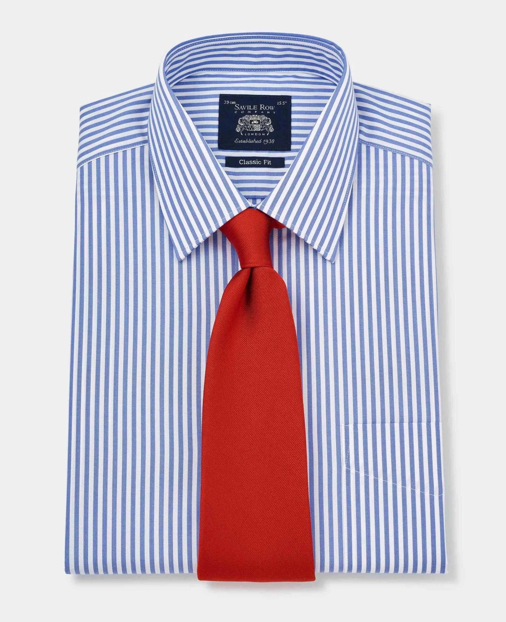 Blue Classic Fit Striped Formal Shirt - Single Cuff [RTC] - Image 3