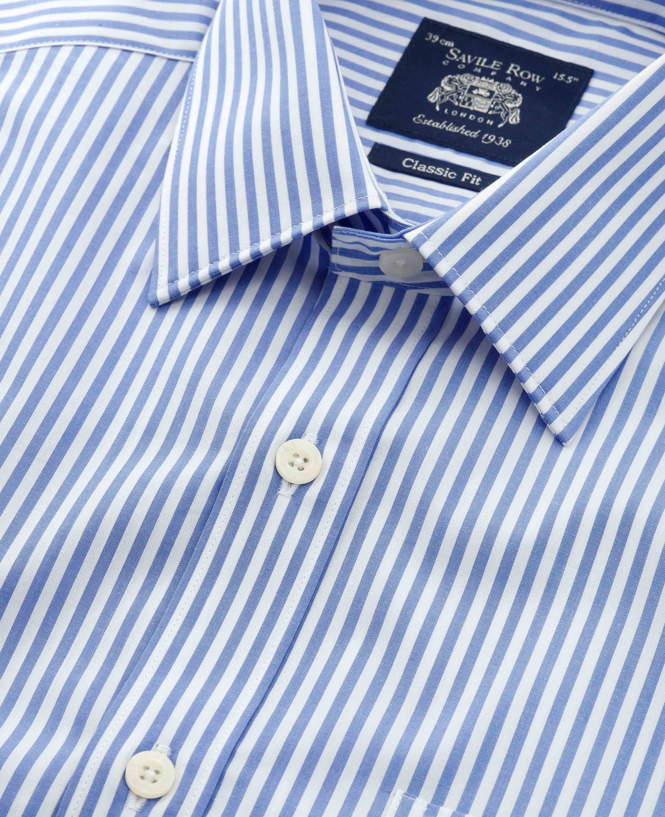 Blue Classic Fit Striped Formal Shirt - Single Cuff [RTC] - Image 6