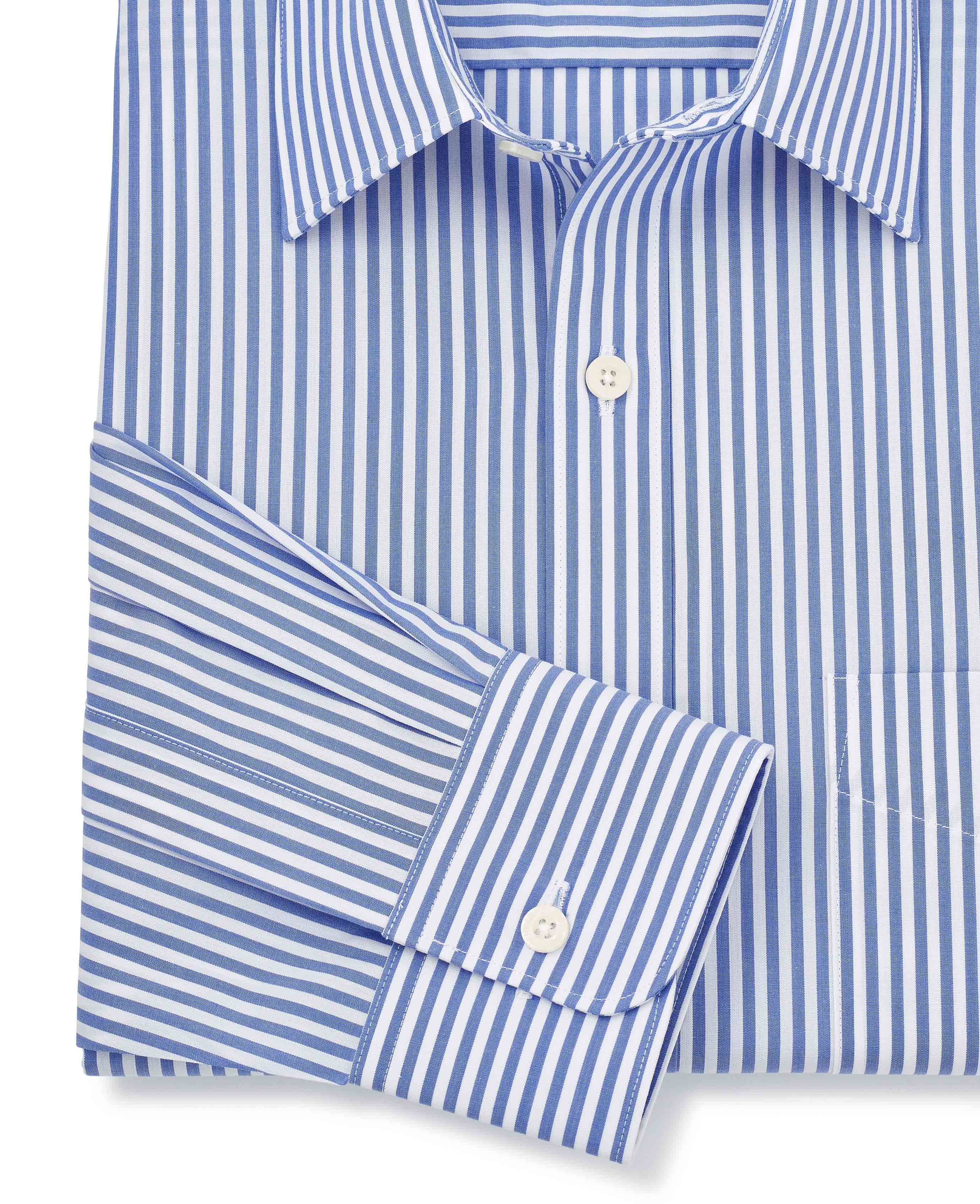 Blue Classic Fit Striped Formal Shirt - Single Cuff [RTC] - Image 7