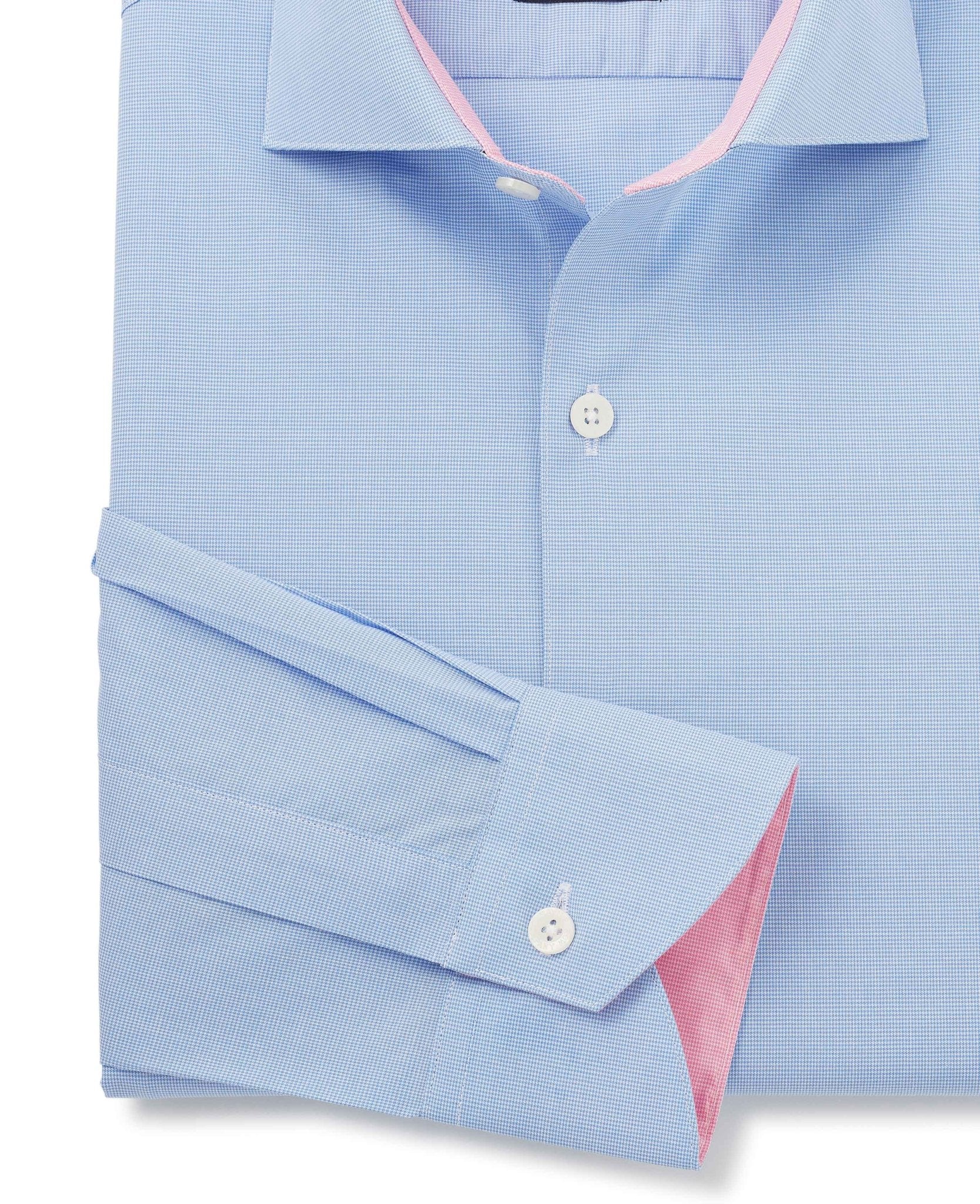 Blue Dobby Slim Fit Smart-Casual Shirt - Single Cuff - Image 6