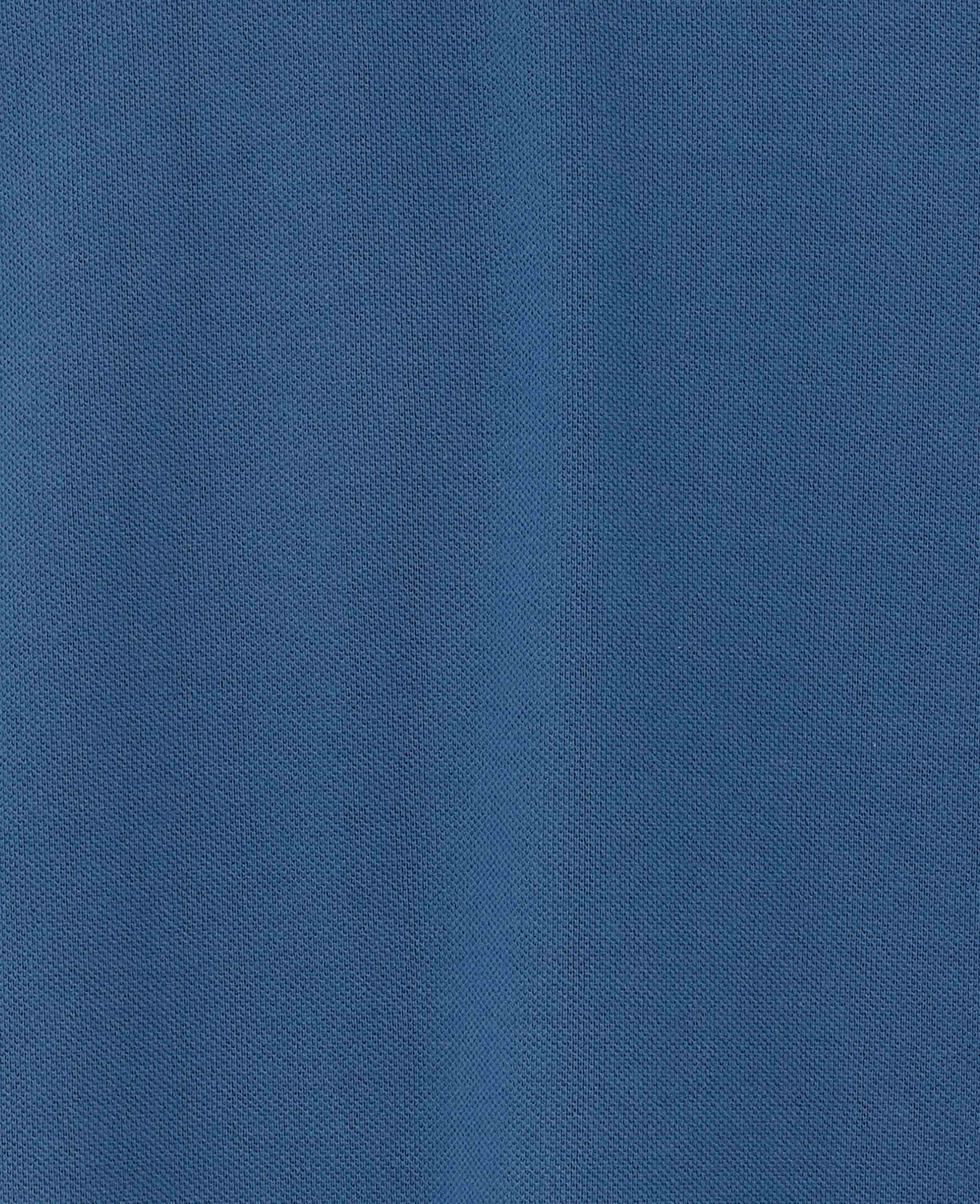 Blue Cotton Pique Short Sleeve Polo Shirt - Image 5