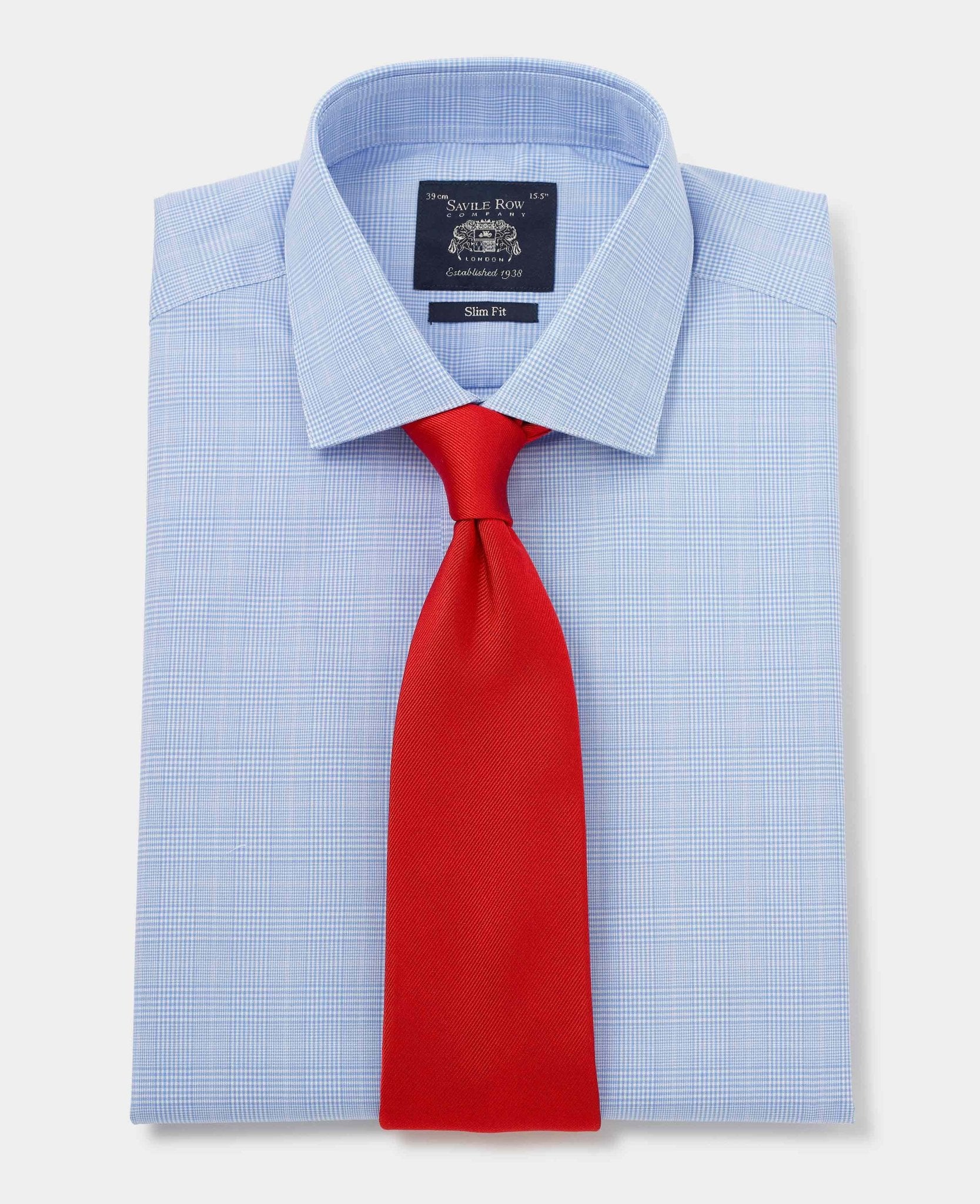 Blue Cotton Prince of Wales Check Slim Fit Formal Shirt - Single Cuff - Image 9