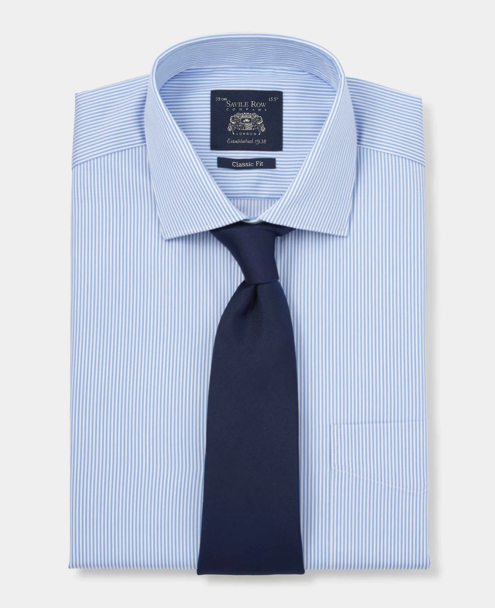 Blue Cotton Twill Classic Fit Striped Formal Shirt - Single Cuff - Image 7