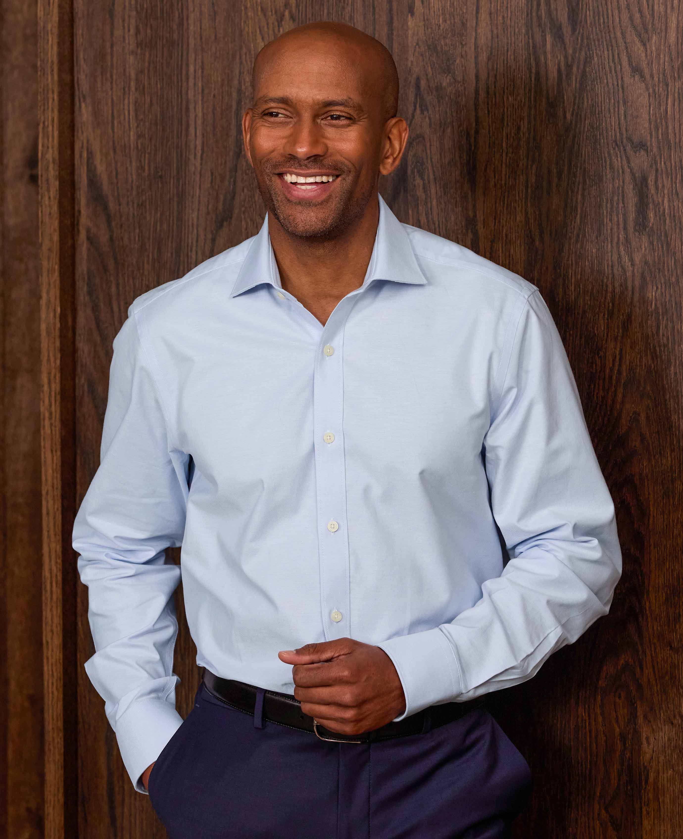 Blue Pinpoint Cotton Classic Fit Formal Shirt - Single Cuff - Image 2
