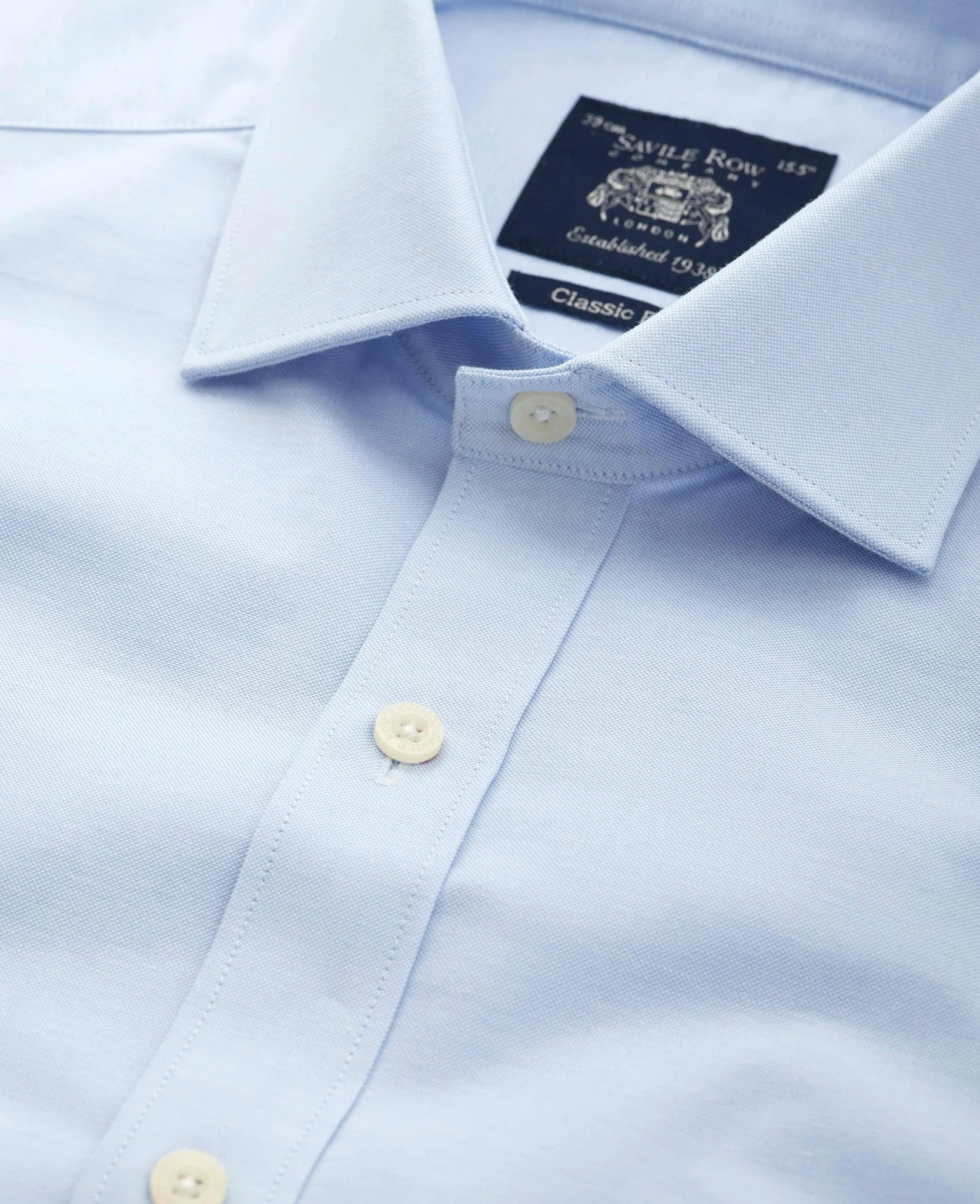 Blue Pinpoint Cotton Classic Fit Formal Shirt - Single Cuff - Image 3