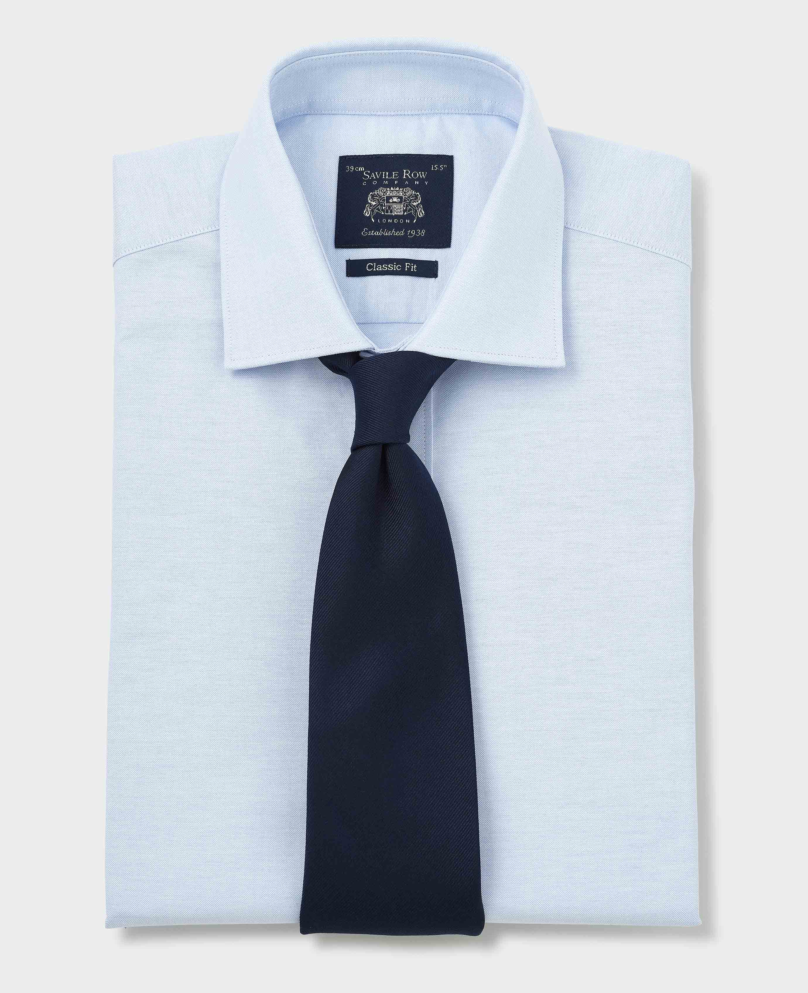 Blue Pinpoint Cotton Classic Fit Formal Shirt - Single Cuff - Image 5