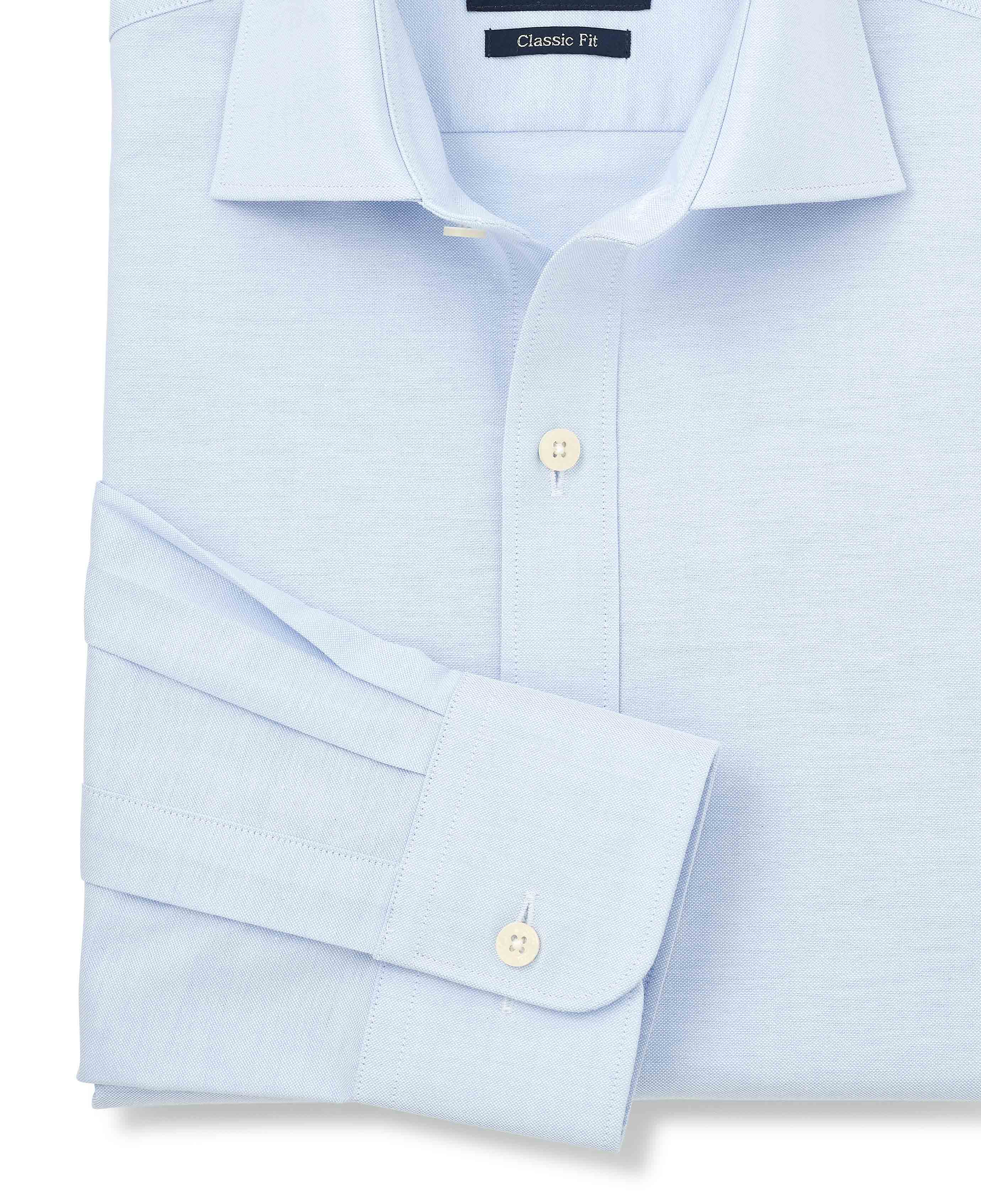 Blue Pinpoint Cotton Classic Fit Formal Shirt - Single Cuff - Image 6