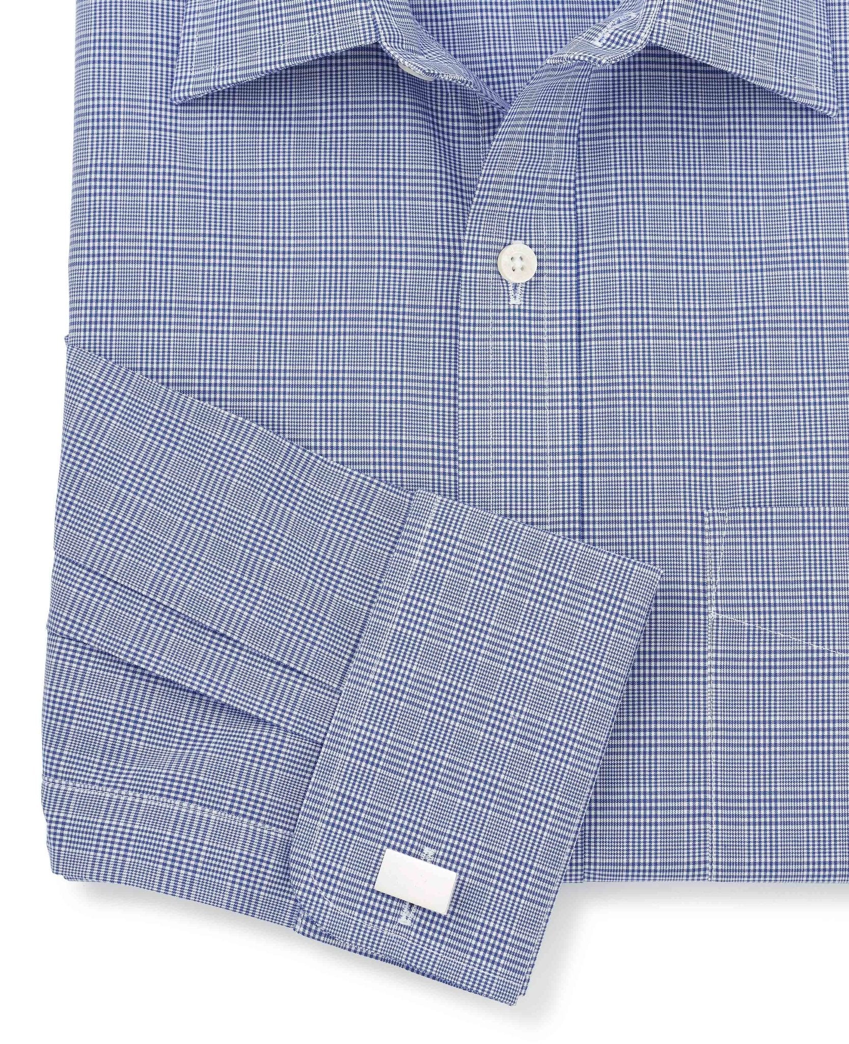 Blue Prince Of Wales Check Classic Fit Formal Shirt - Double Cuff [RTC] - Image 10