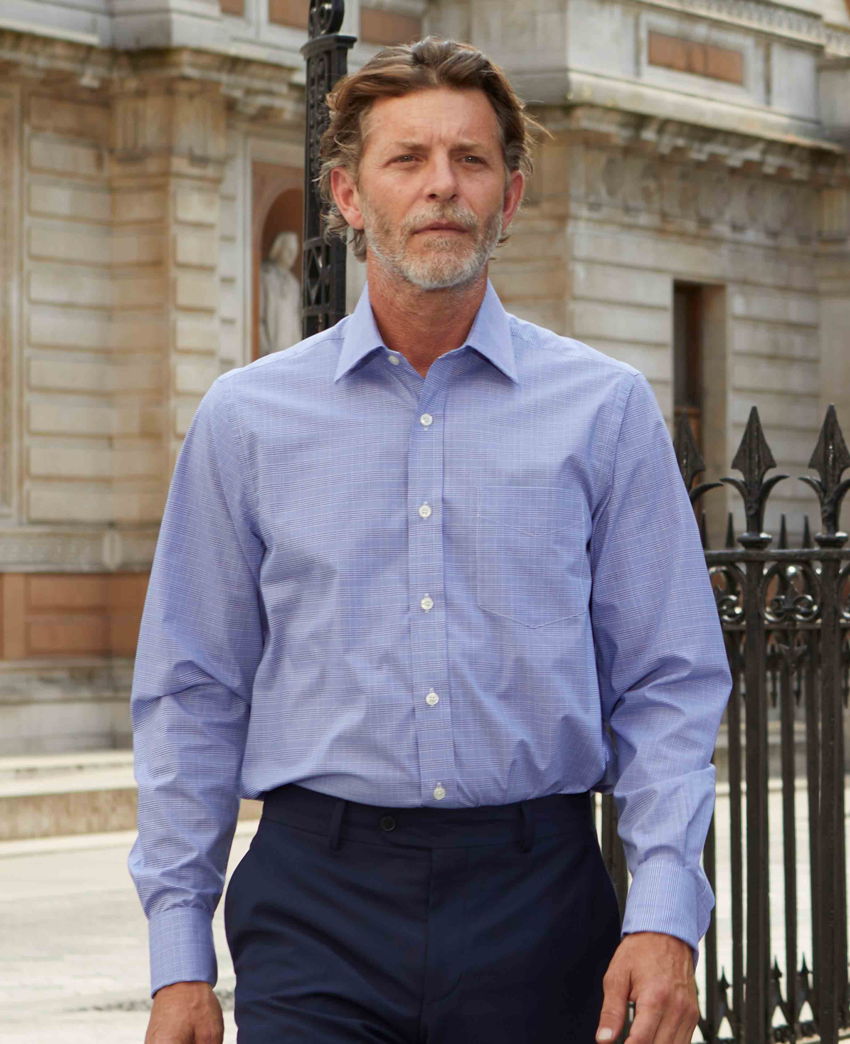 Blue Prince Of Wales Check Classic Fit Formal Shirt - Double Cuff [RTC] - Image 4