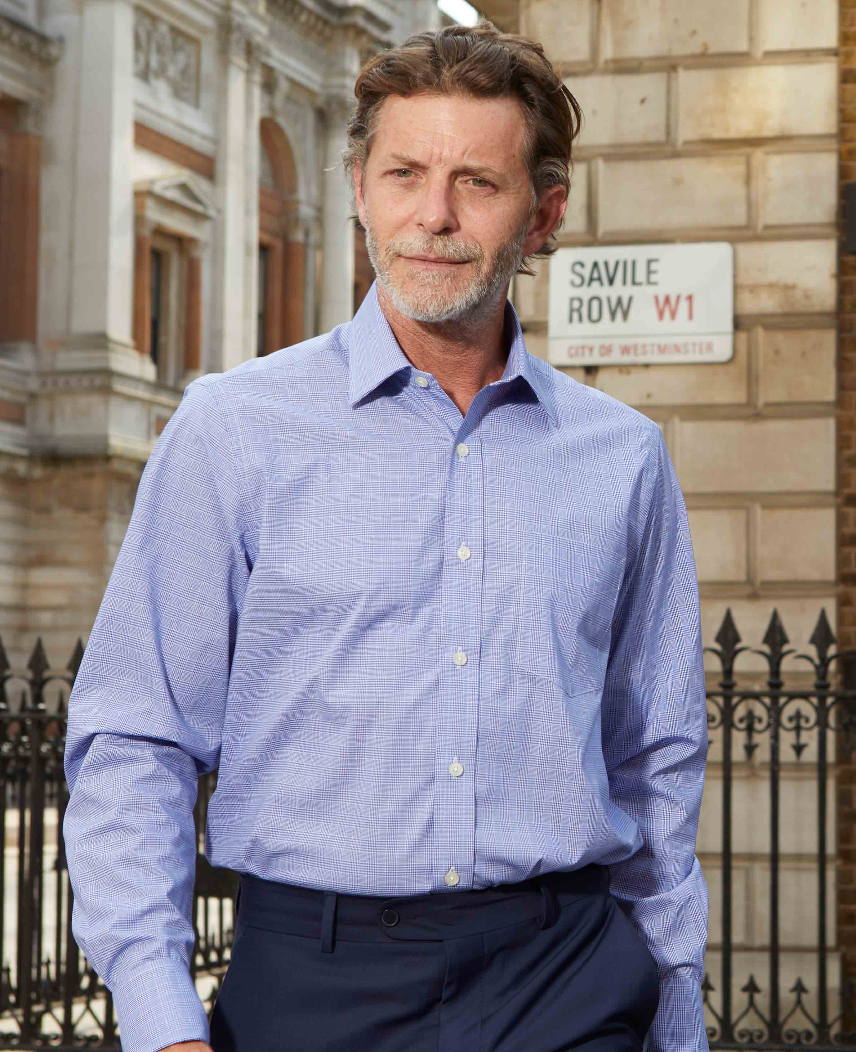 Blue Prince Of Wales Check Classic Fit Formal Shirt - Double Cuff [RTC] - Image 5