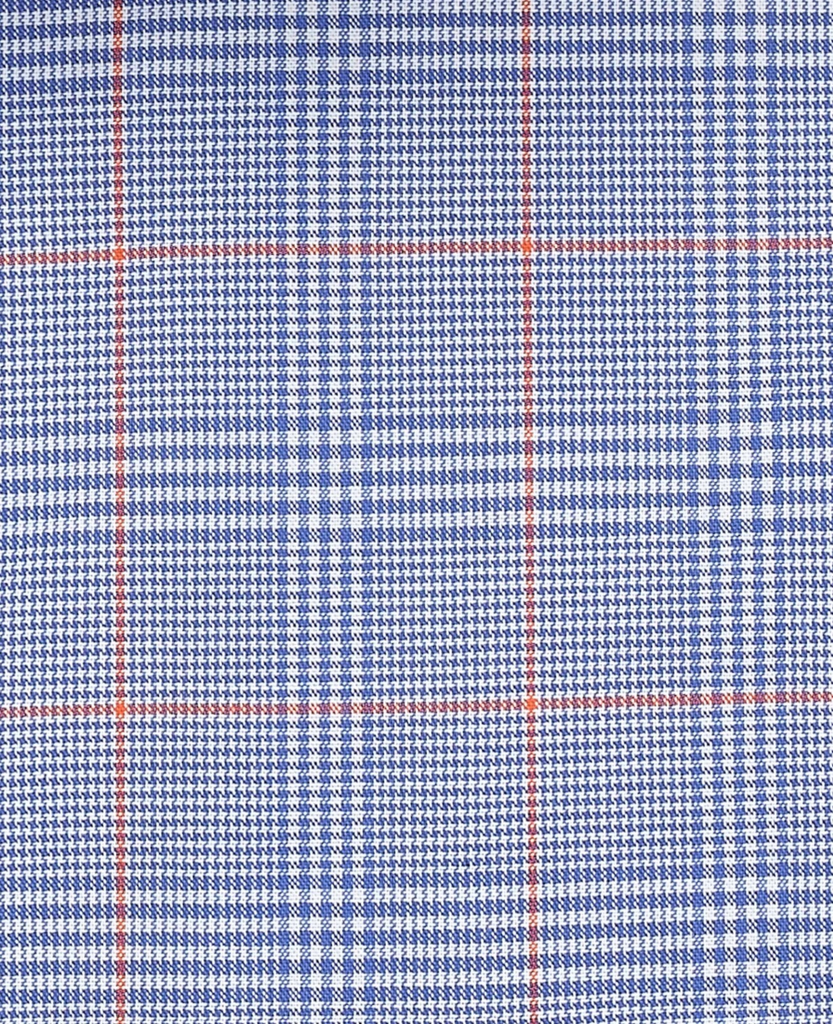 Blue Prince of Wales Check Cotton Poplin Classic Fit Winchester Formal Shirt - Double Cuff - Image 8