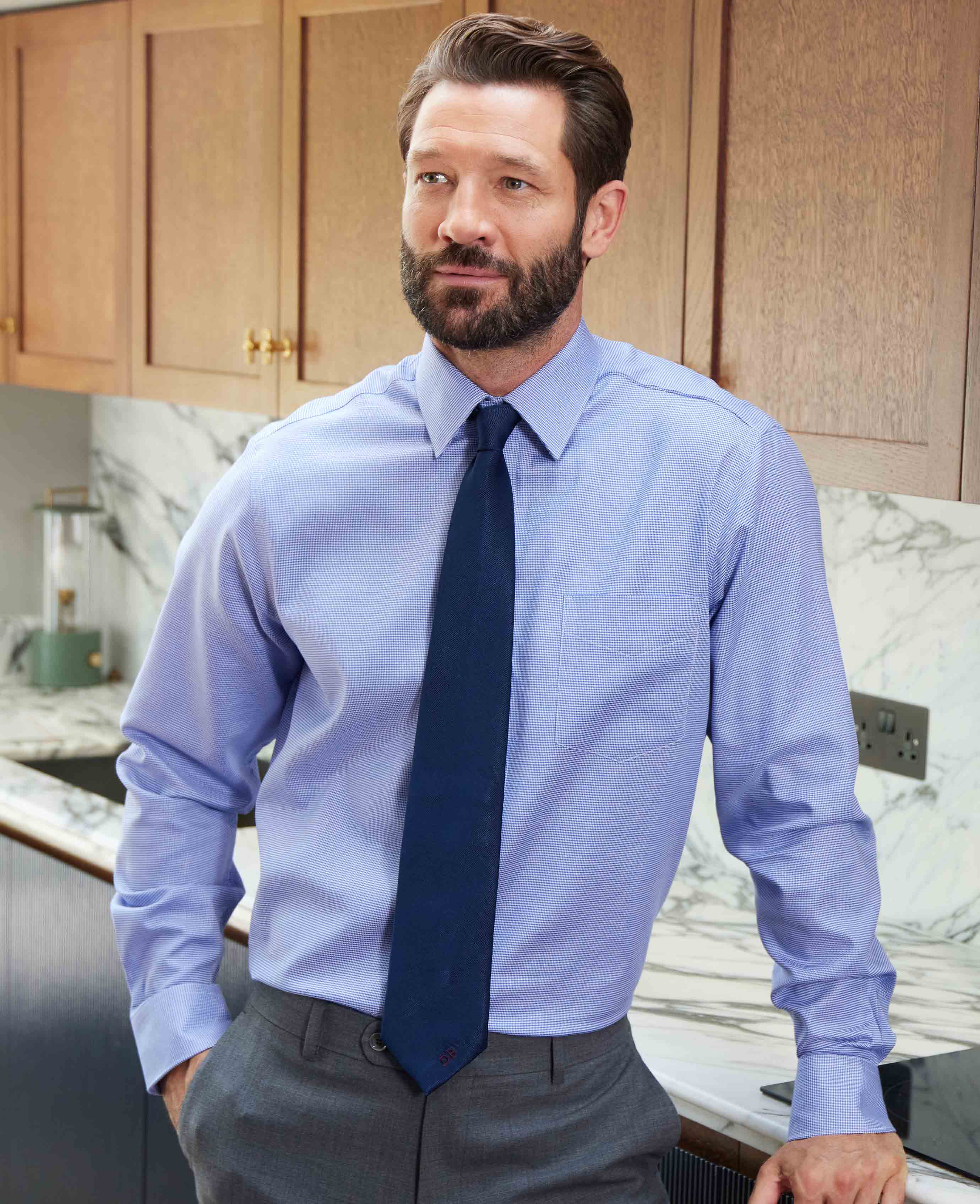 Blue Puppytooth Classic Fit Formal Shirt - Single Cuff [RTC] - Image 3