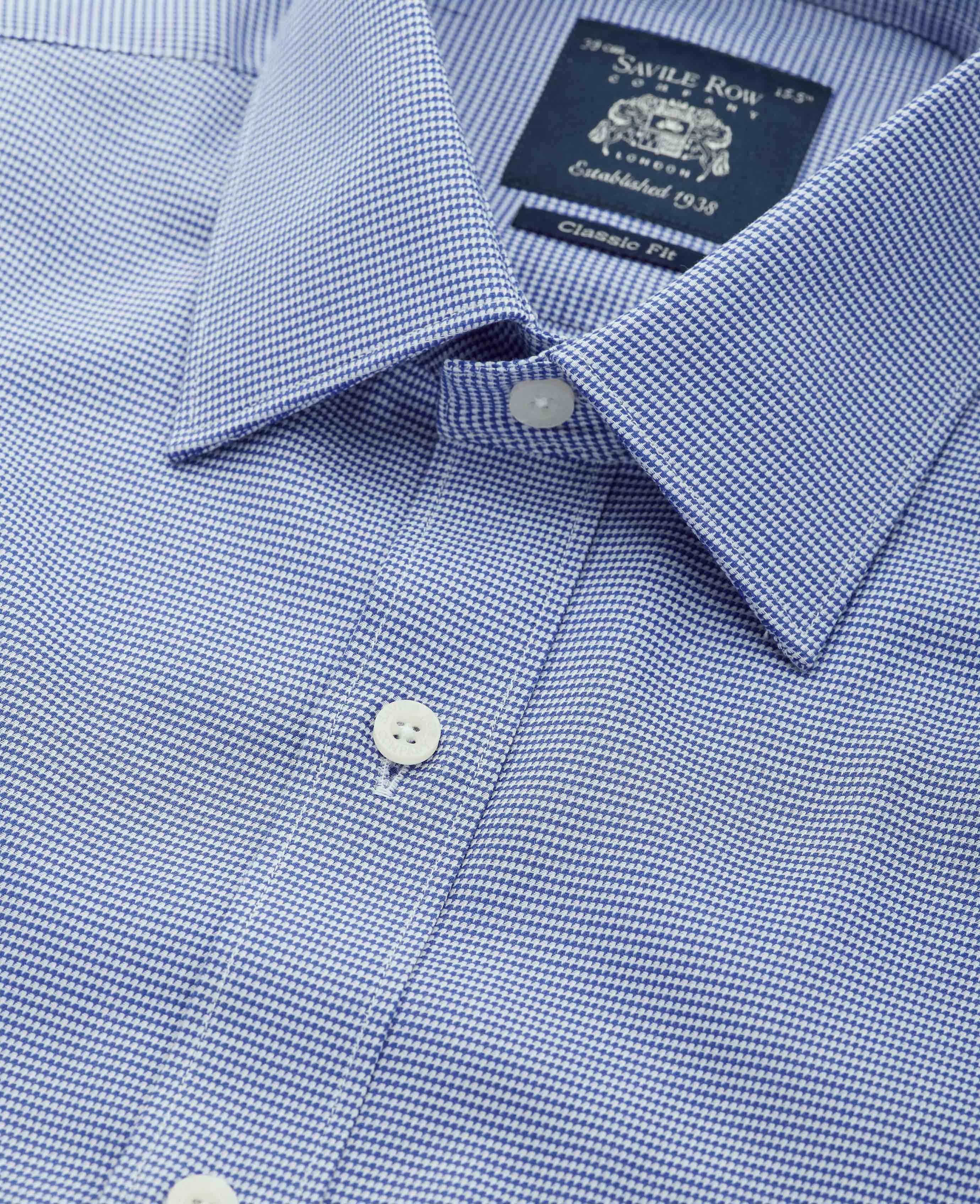 Blue Puppytooth Classic Fit Formal Shirt - Single Cuff [RTC] - Image 4