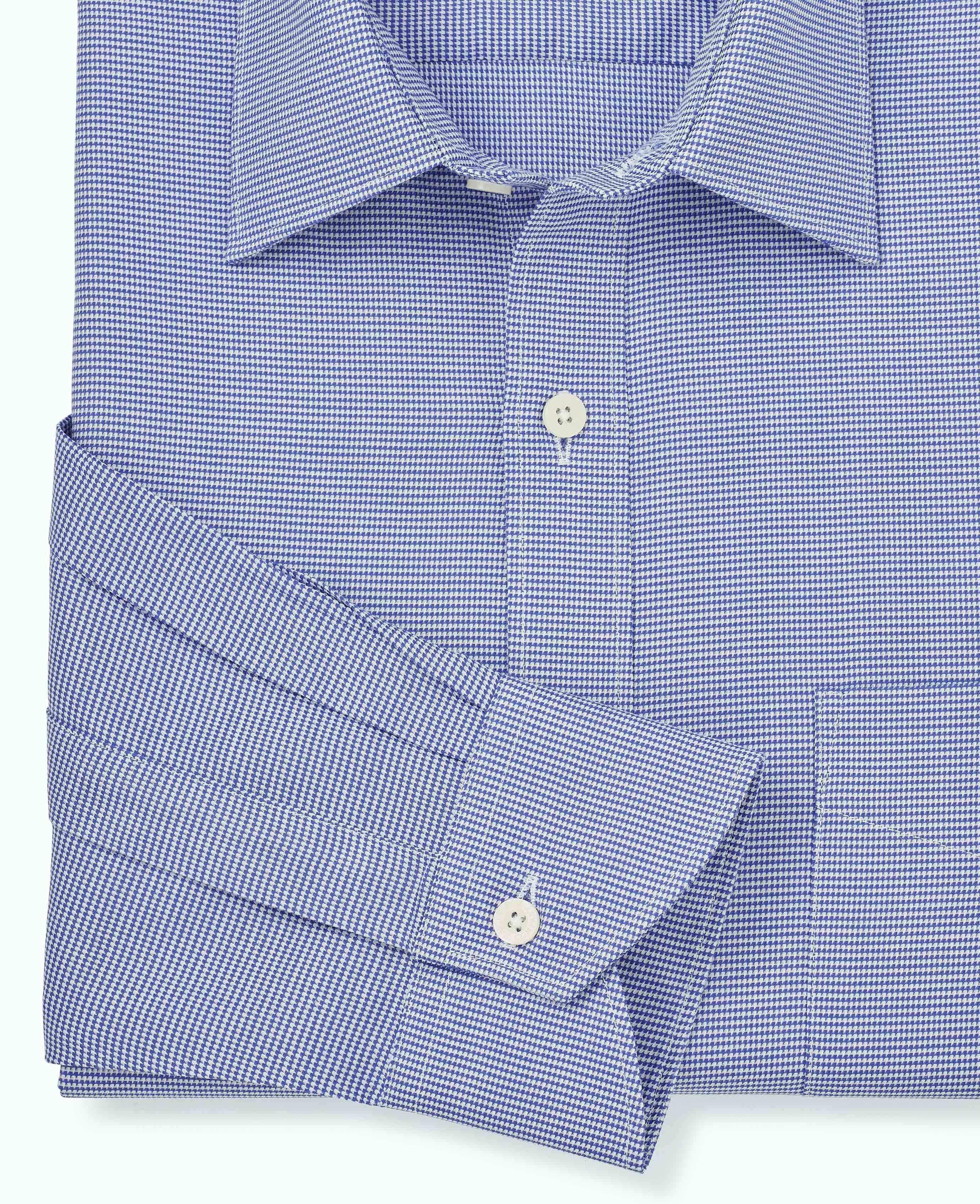 Blue Puppytooth Classic Fit Formal Shirt - Single Cuff [RTC] - Image 5