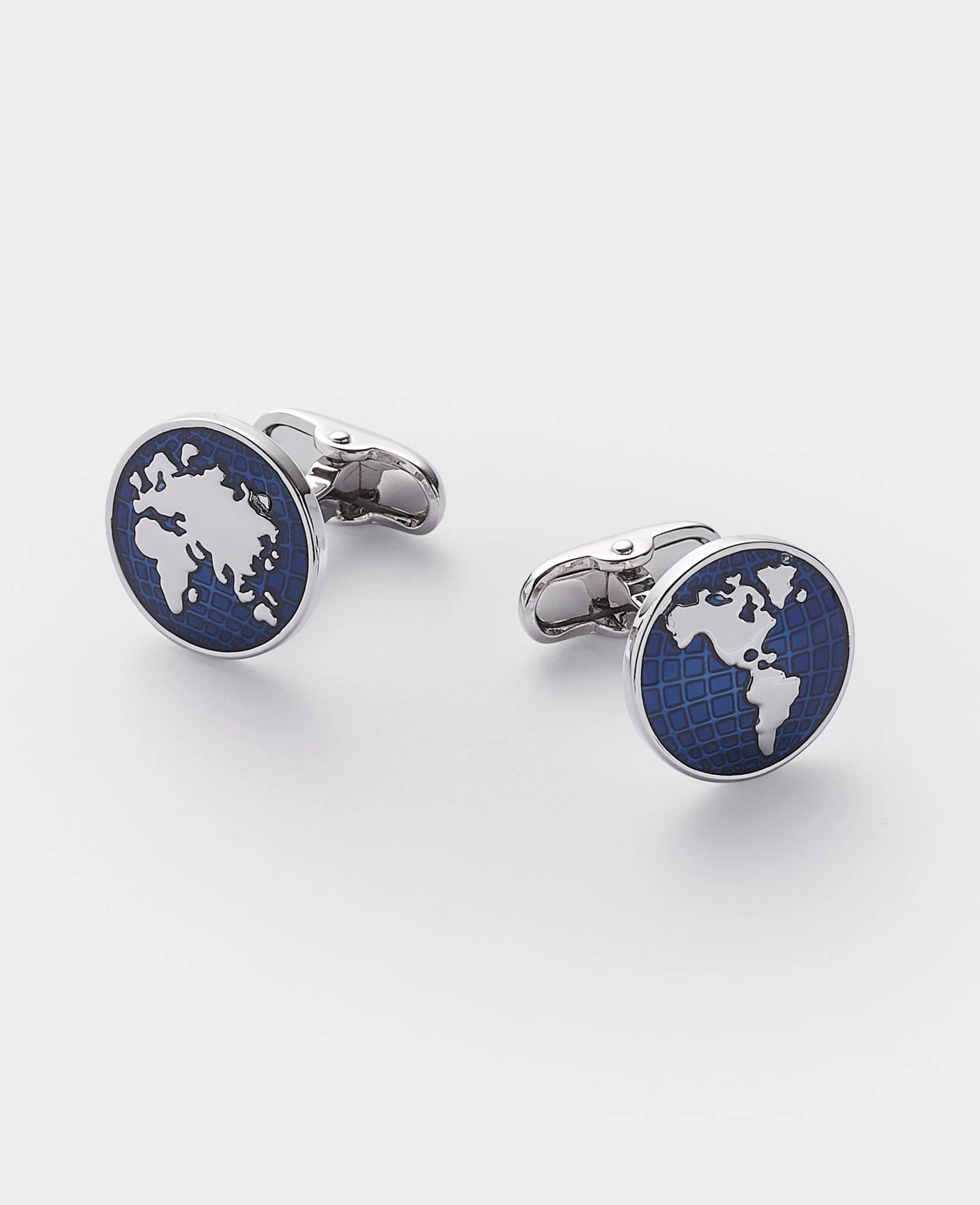 Blue Rhodium Plated Circle Cufflinks