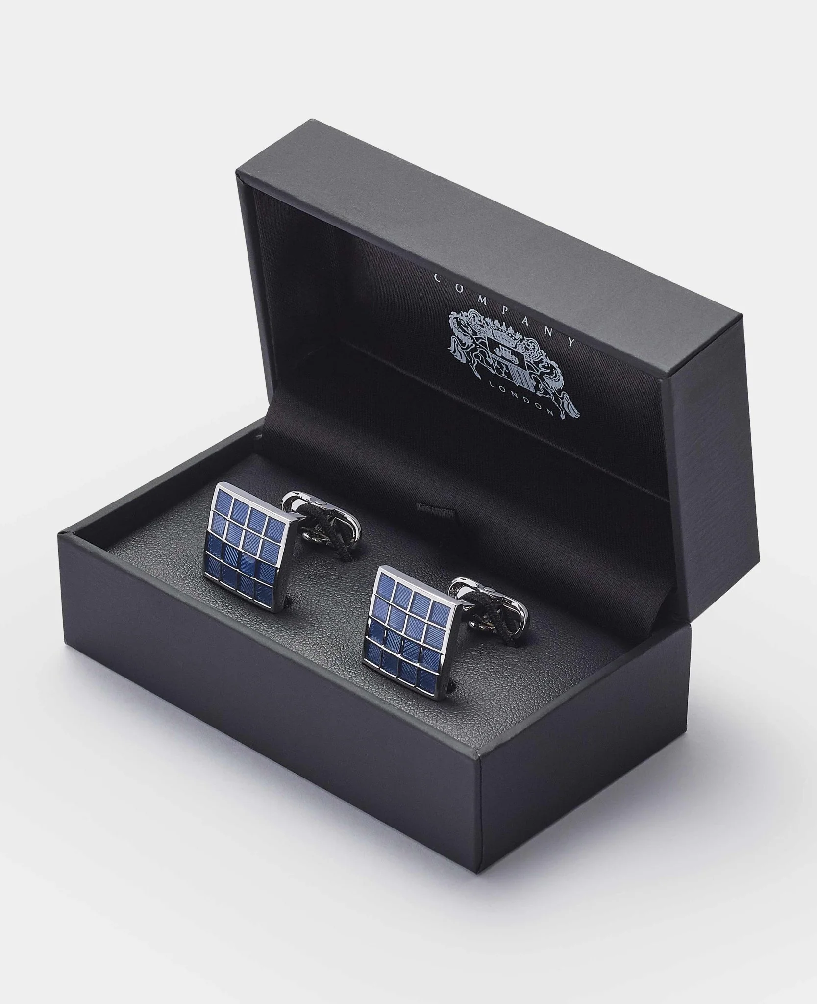 Blue Rhodium Plated Square Cufflinks - Image 2