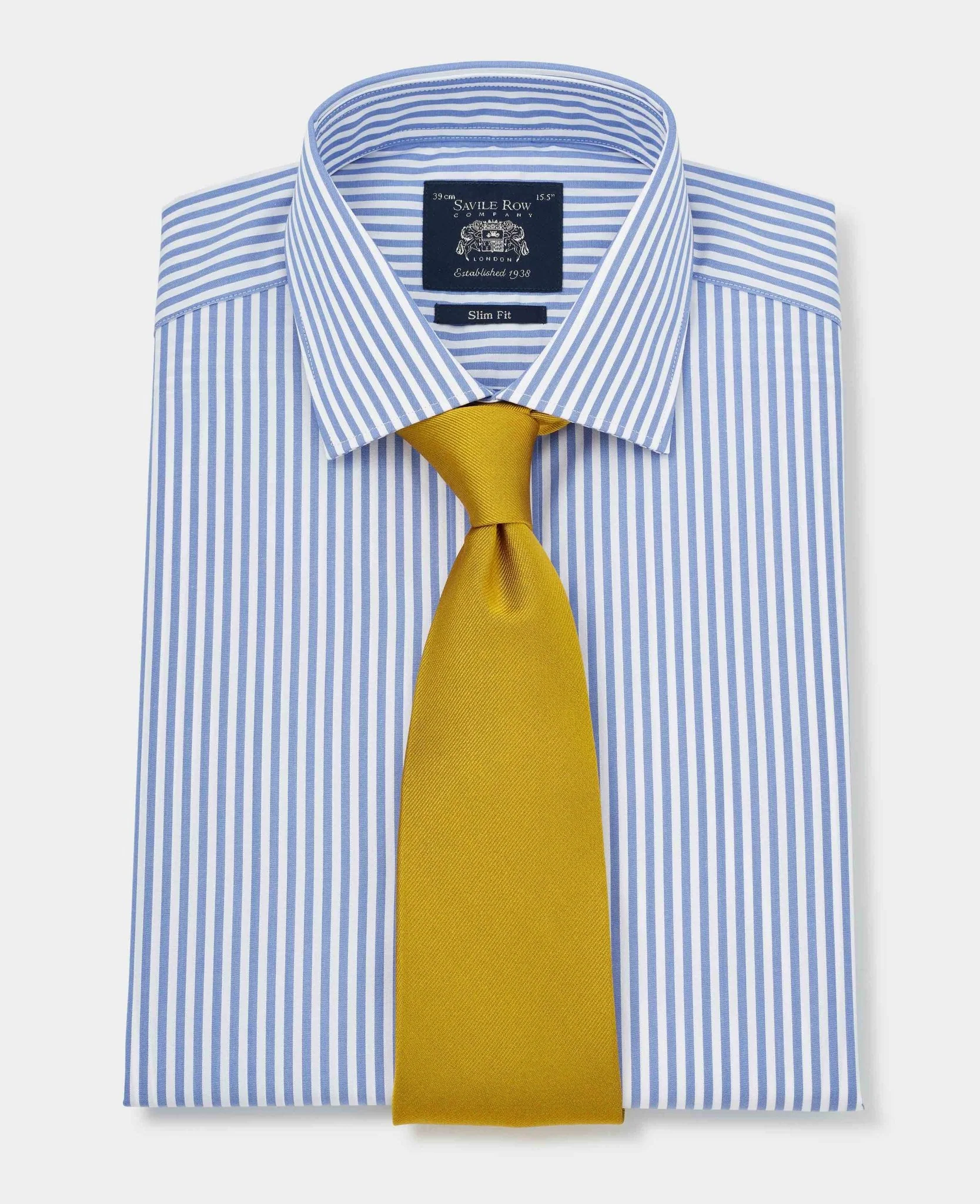 Blue Slim Fit Striped Formal Shirt - Single Cuff - Image 3