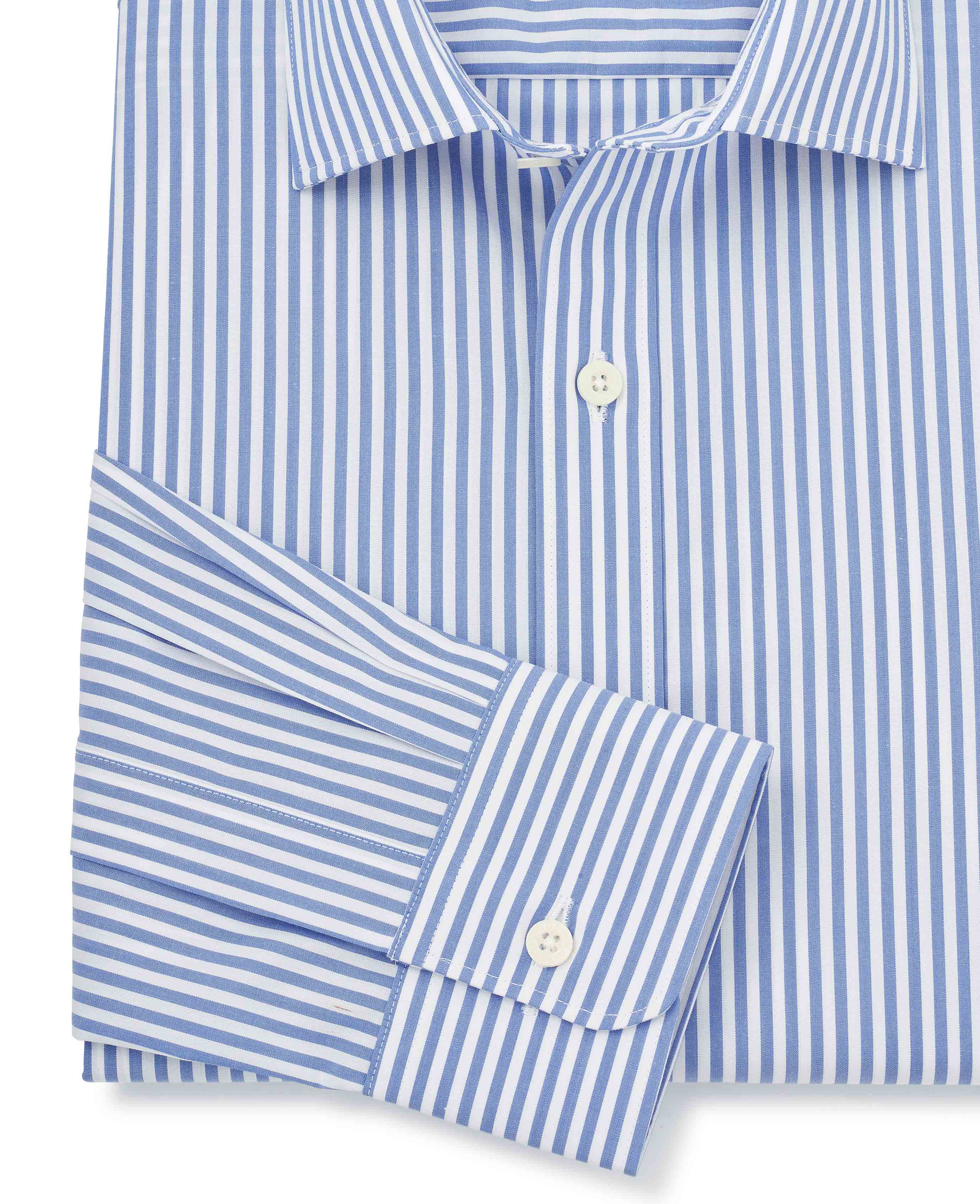 Blue Slim Fit Striped Formal Shirt - Single Cuff - Image 6