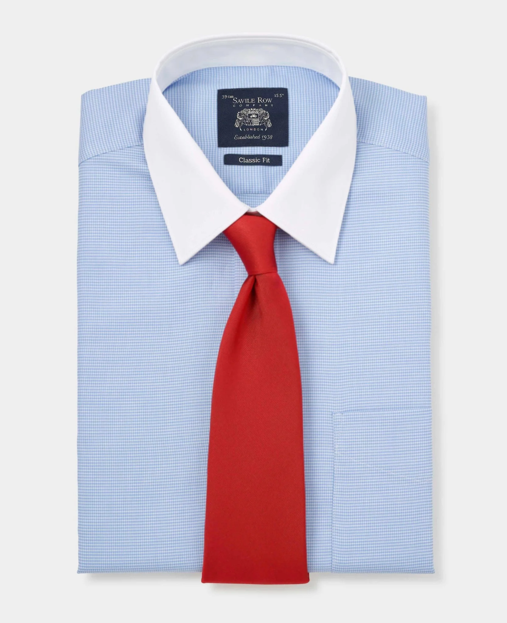 Blue Textured Cotton Puppytooth Classic Fit Winchester Formal Shirt - Double Cuff - Image 9