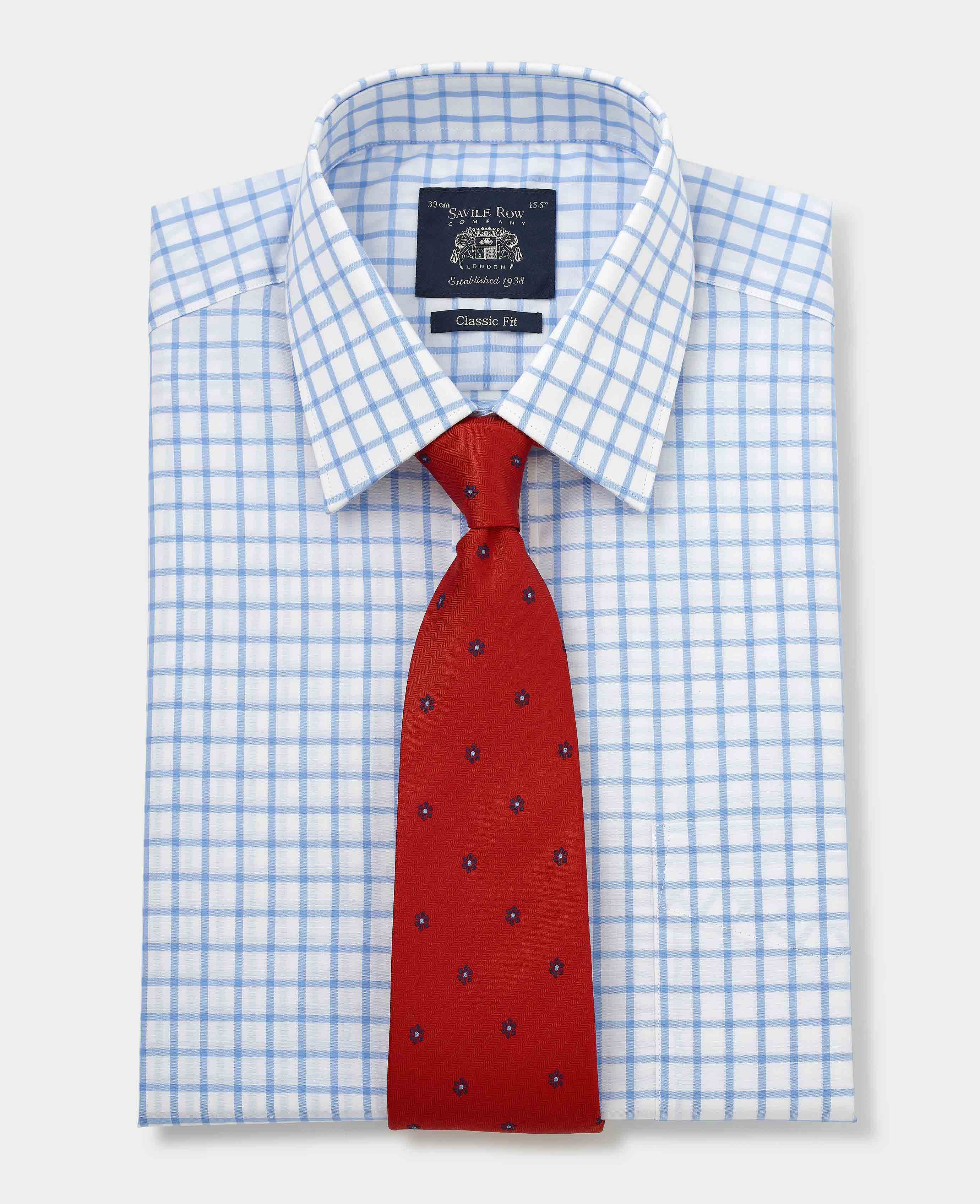 Blue White Check Classic Fit Shirt - Single Cuff [RTC] - Image 4