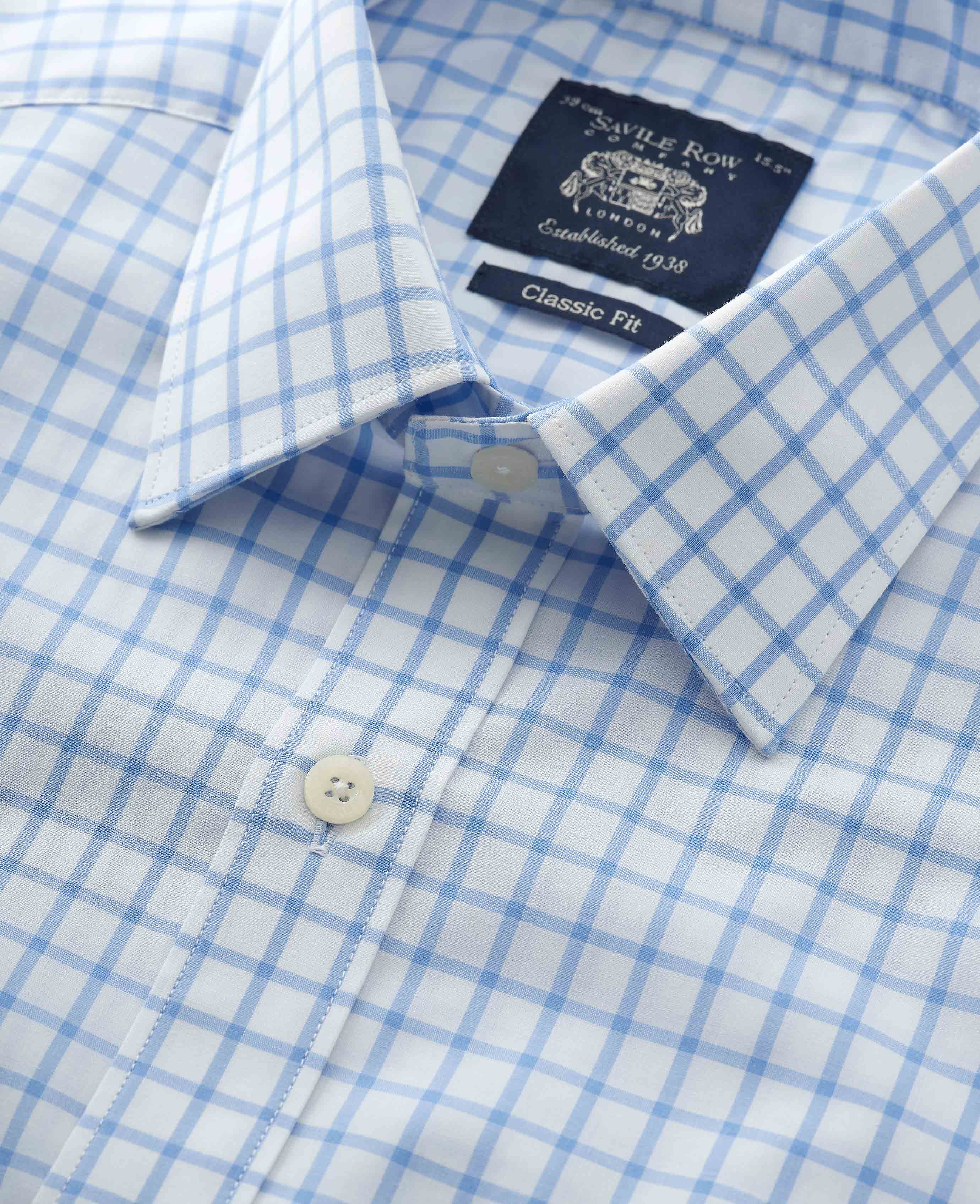 Blue White Check Classic Fit Shirt - Single Cuff [RTC] - Image 6