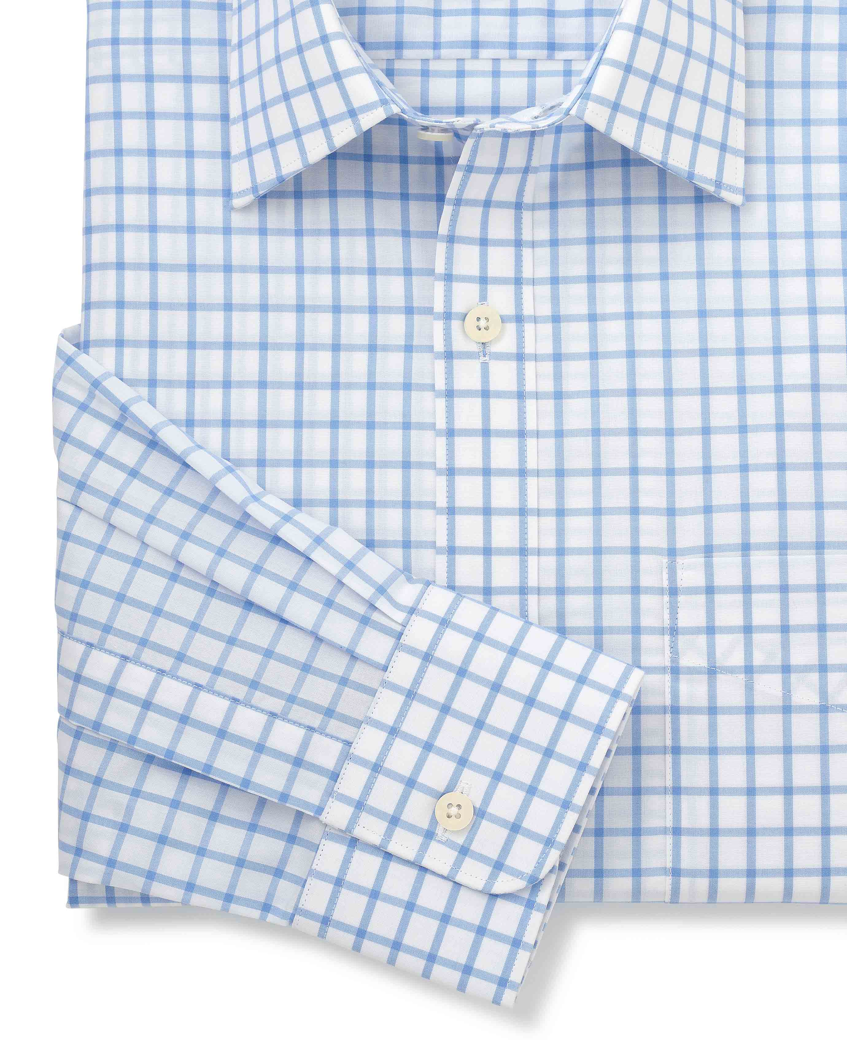 Blue White Check Classic Fit Shirt - Single Cuff [RTC] - Image 7