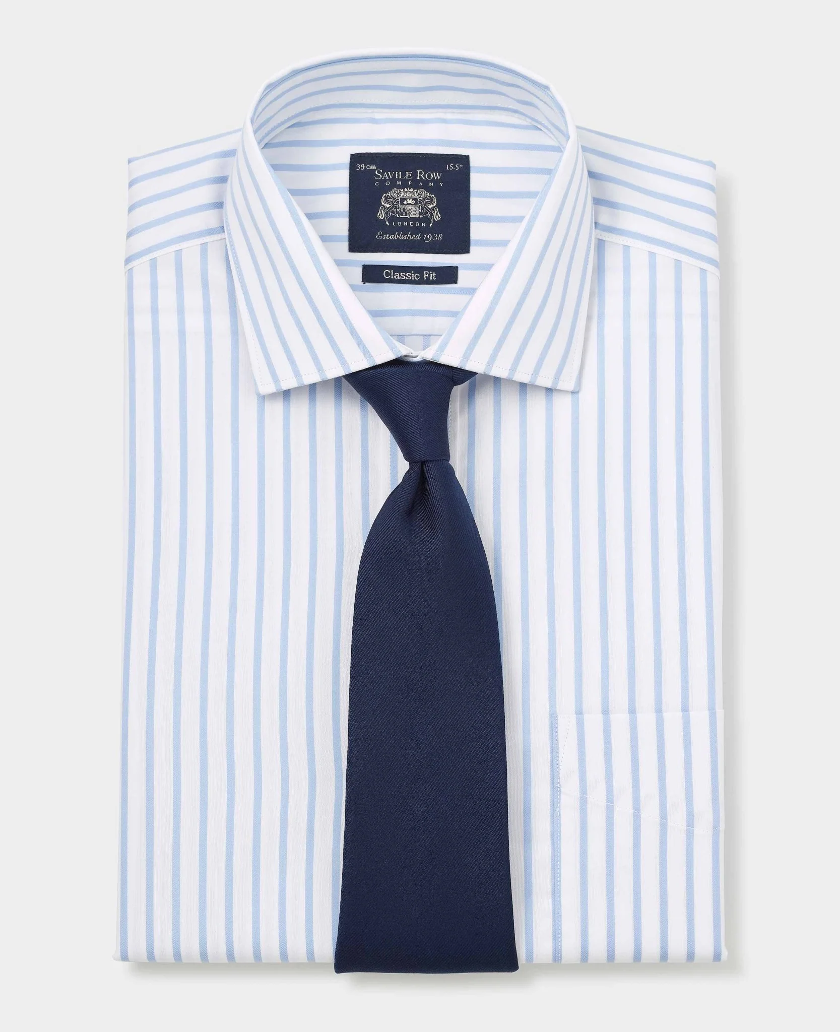 Blue White Cotton Stripe Classic Fit Formal Shirt - Single Cuff [RTC] - Image 6
