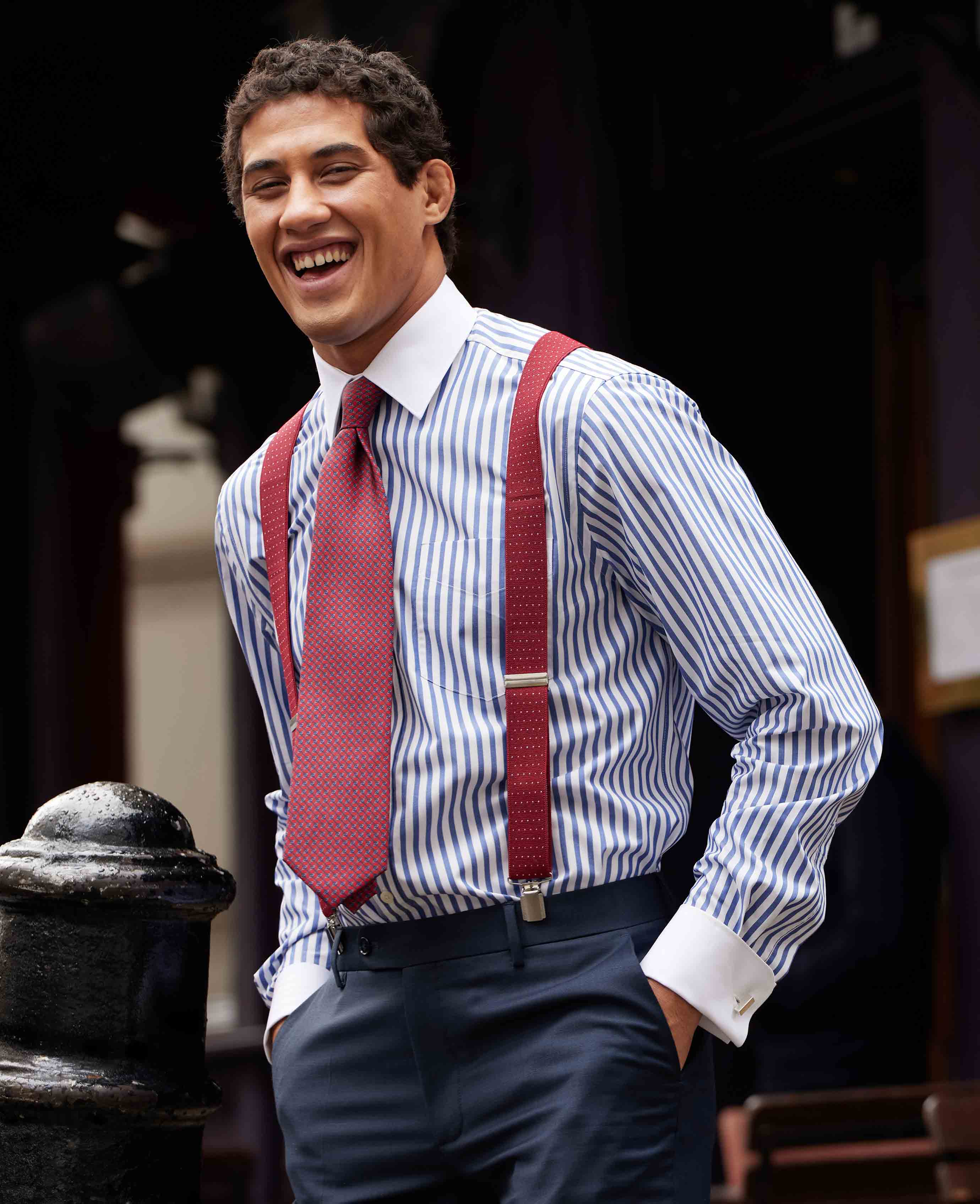 Blue White Cotton Striped Classic Fit Winchester Formal Shirt - Double Cuff - Image 3