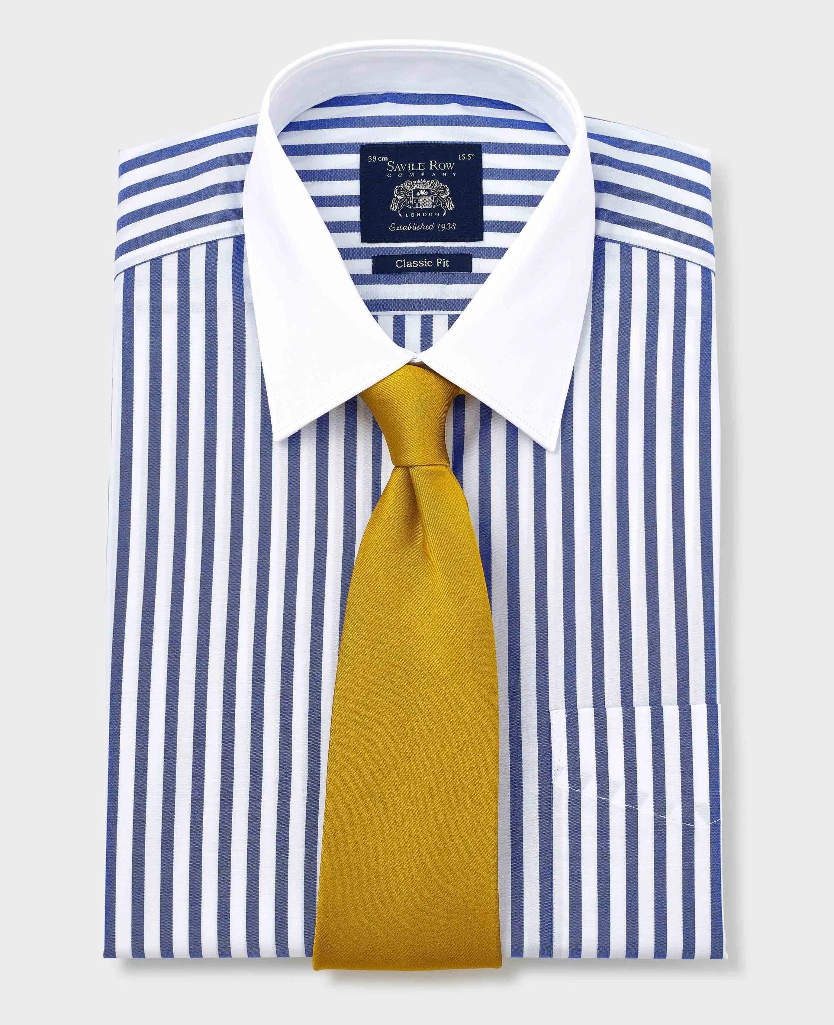 Blue White Cotton Striped Classic Fit Winchester Formal Shirt - Double Cuff - Image 7