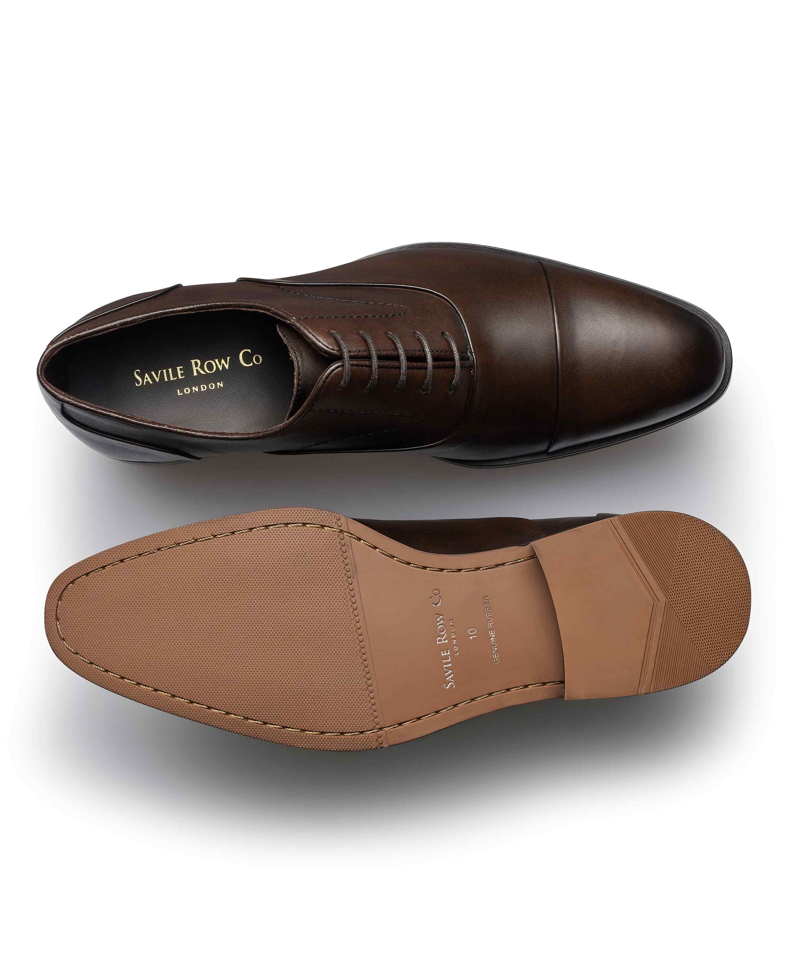Brown Leather Capped Oxford Shoes - Image 2