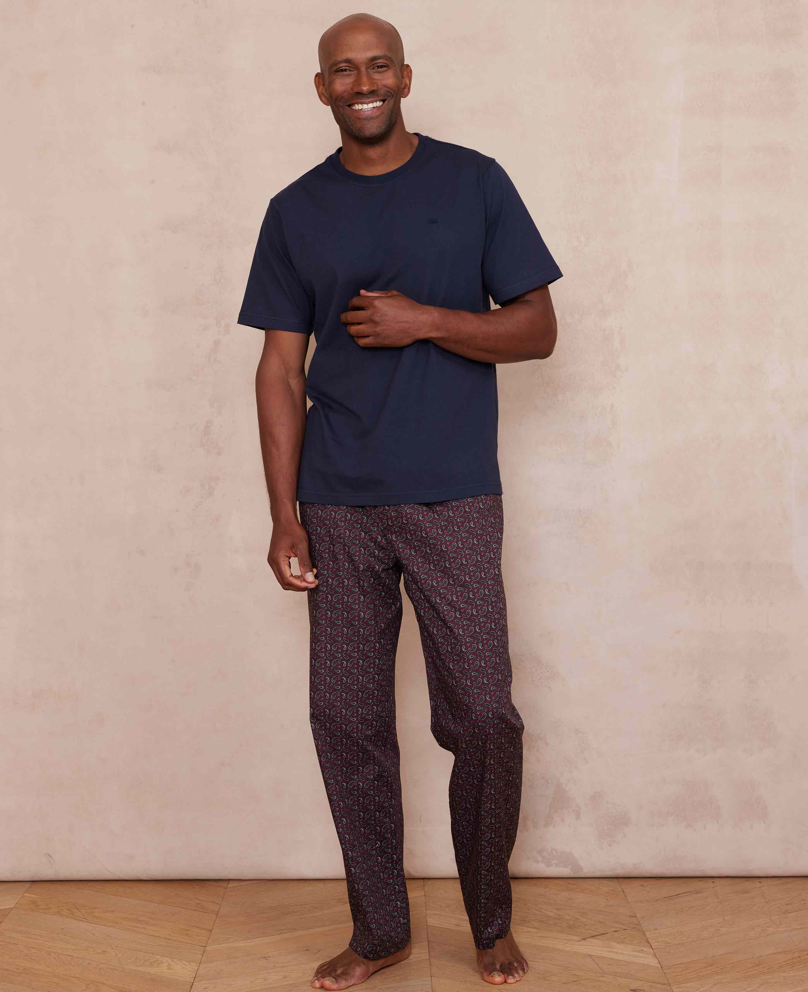 Burgundy Paisley Cotton Lounge Pants - Image 3