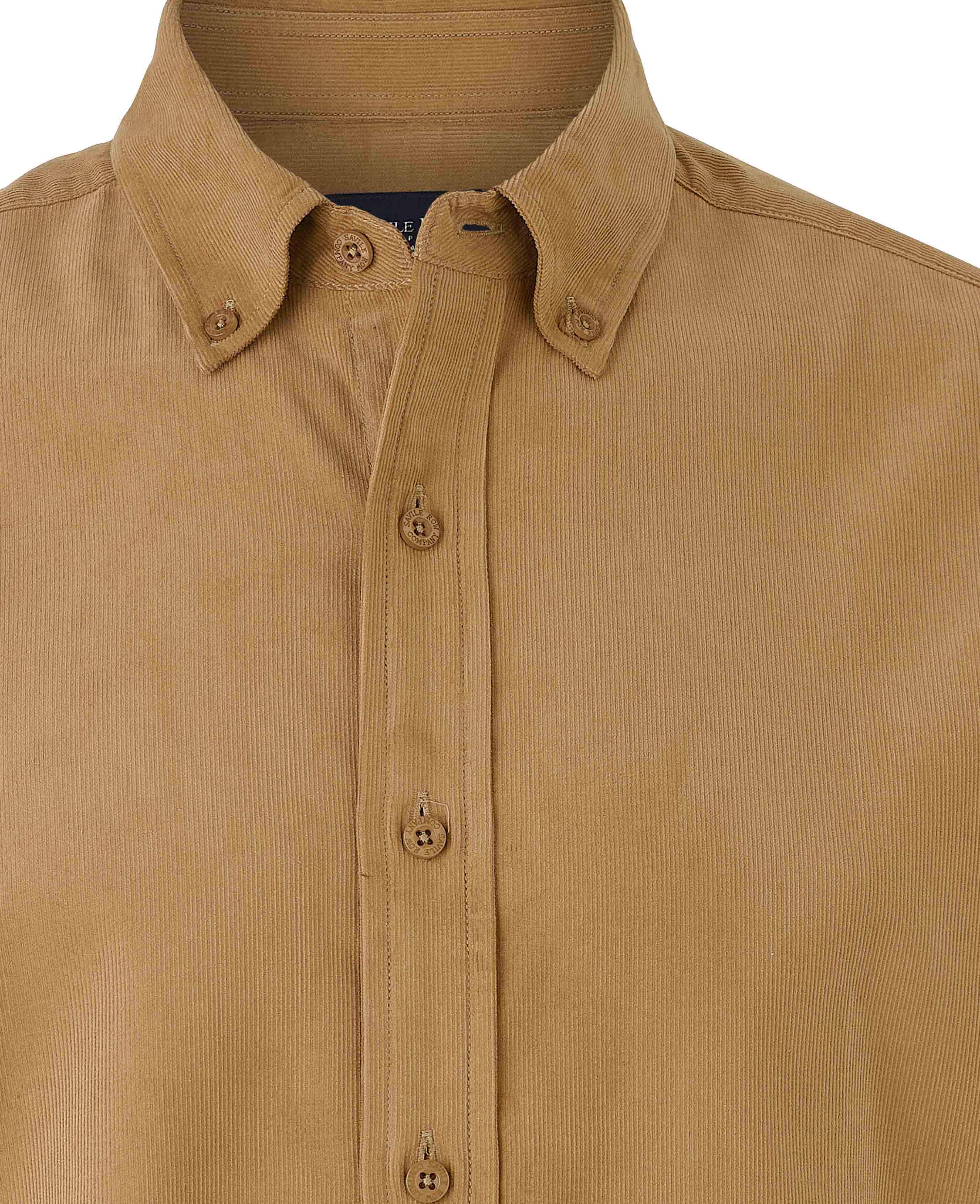 Camel Cotton Babycord Slim Fit Button-Down Casual Shirt - Image 4