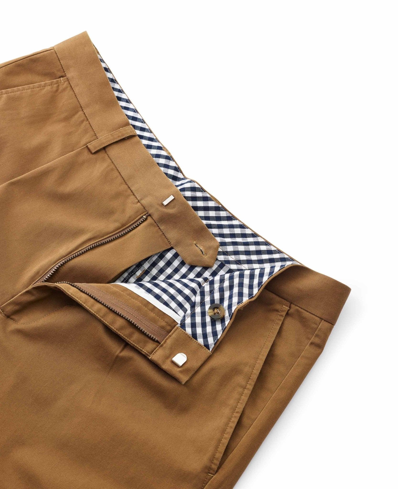 Cappuccino Brown Stretch Cotton Classic Fit Pleated Chinos - Image 2