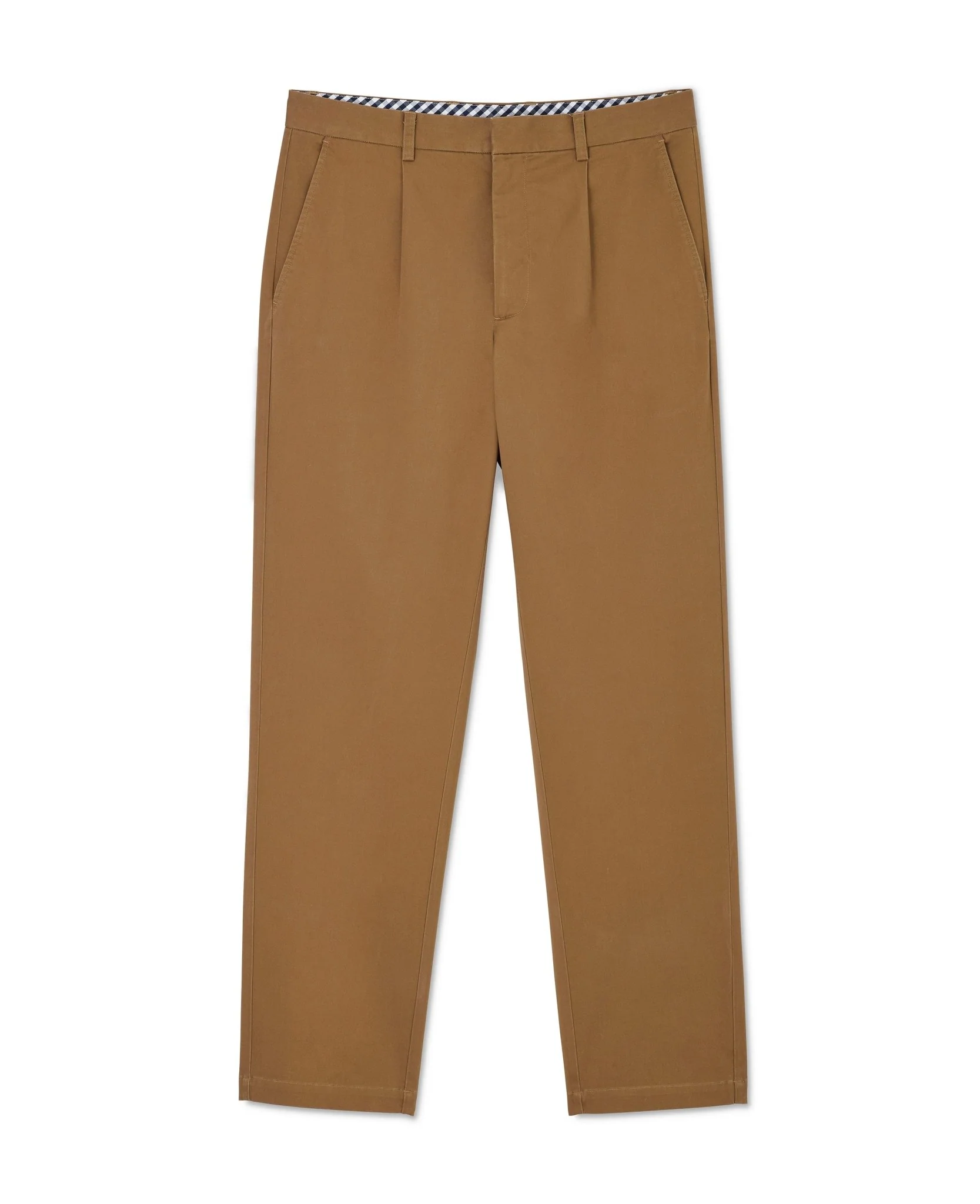 Cappuccino Brown Stretch Cotton Classic Fit Pleated Chinos - Image 5