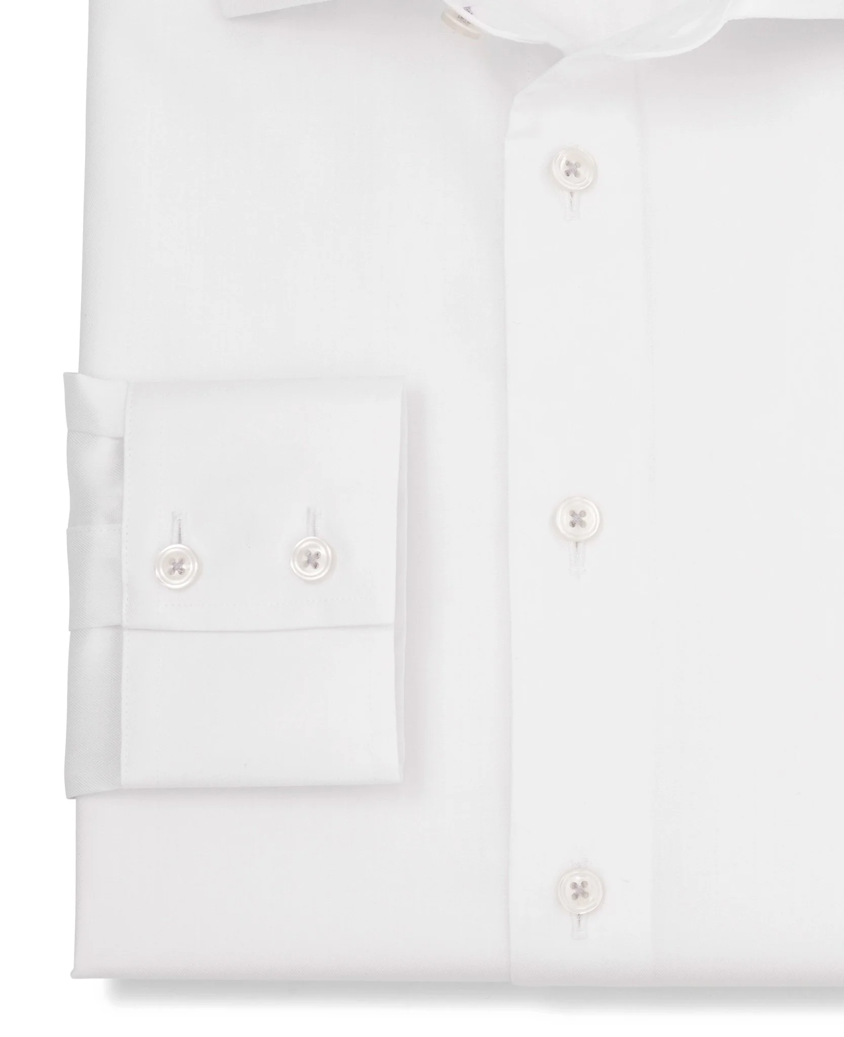 Caspar White Herringbone Made-To-Measure Shirt - Image 3